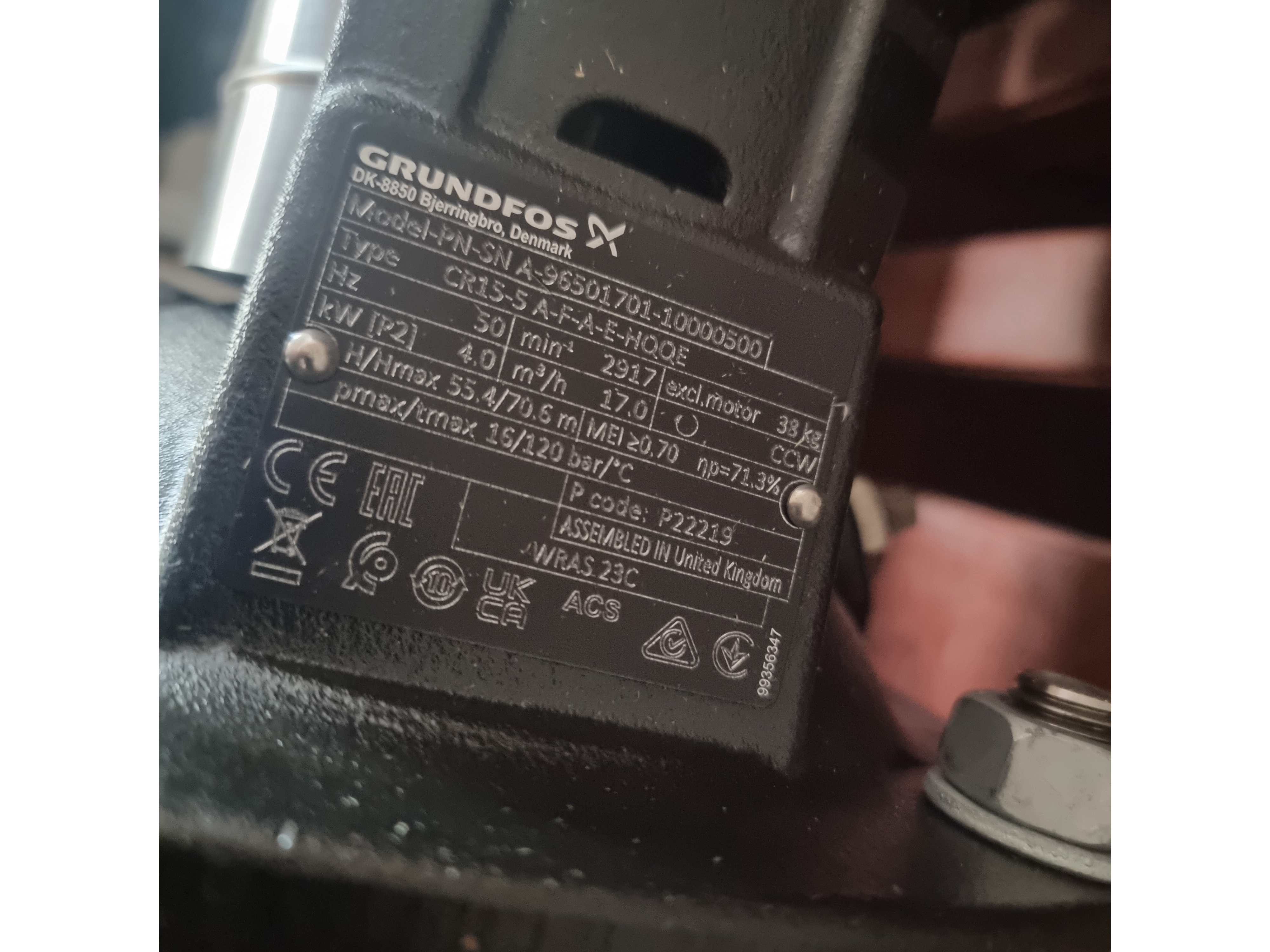 Grundfos CR 15-5 A-F-A-E-HQQE P/N: 96501701 Vertical Multistage Centrifugal Pump