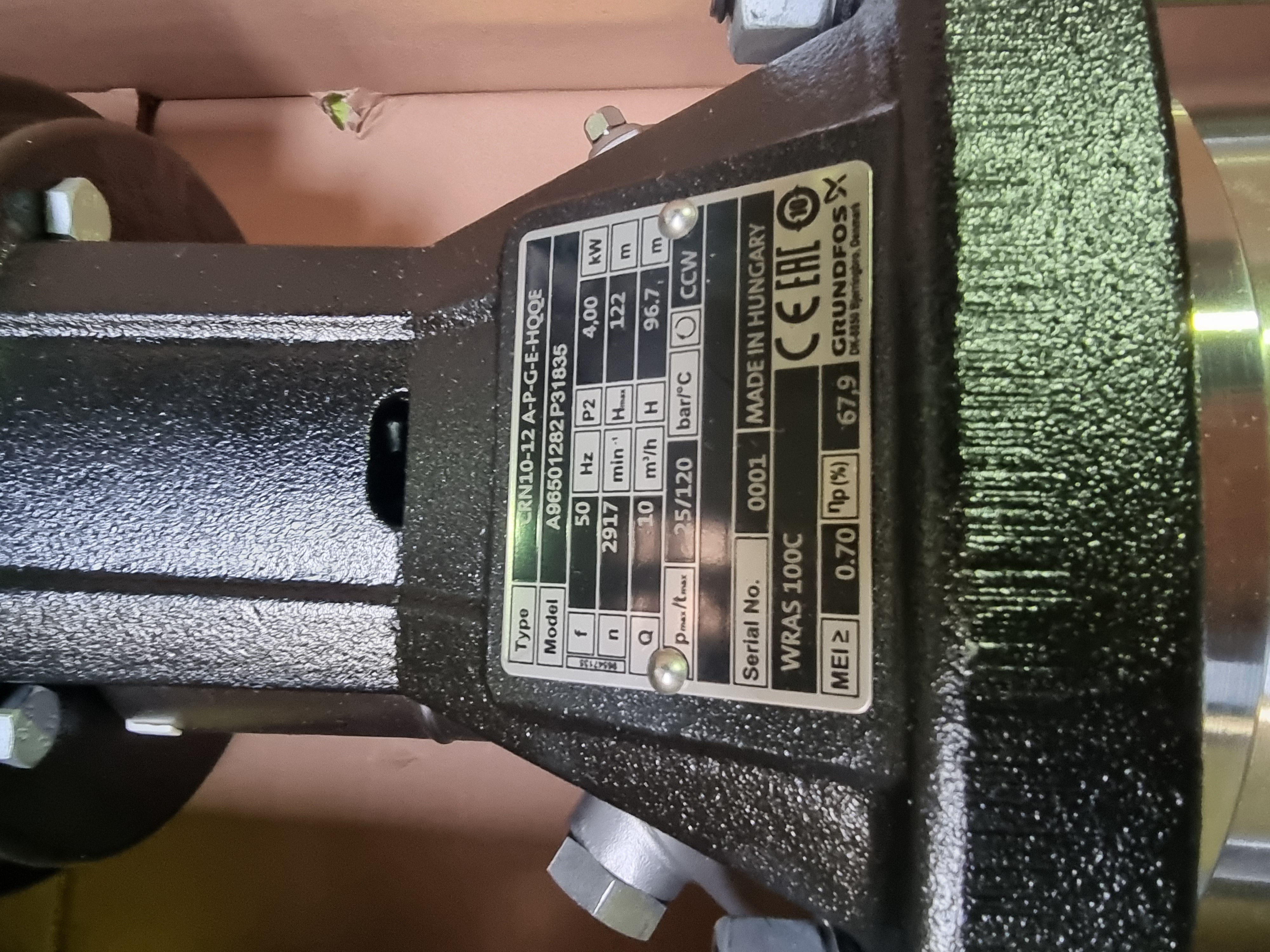 Grundfos CRN10-12 Vertical Centrifugal Pump | p/n: 96501282