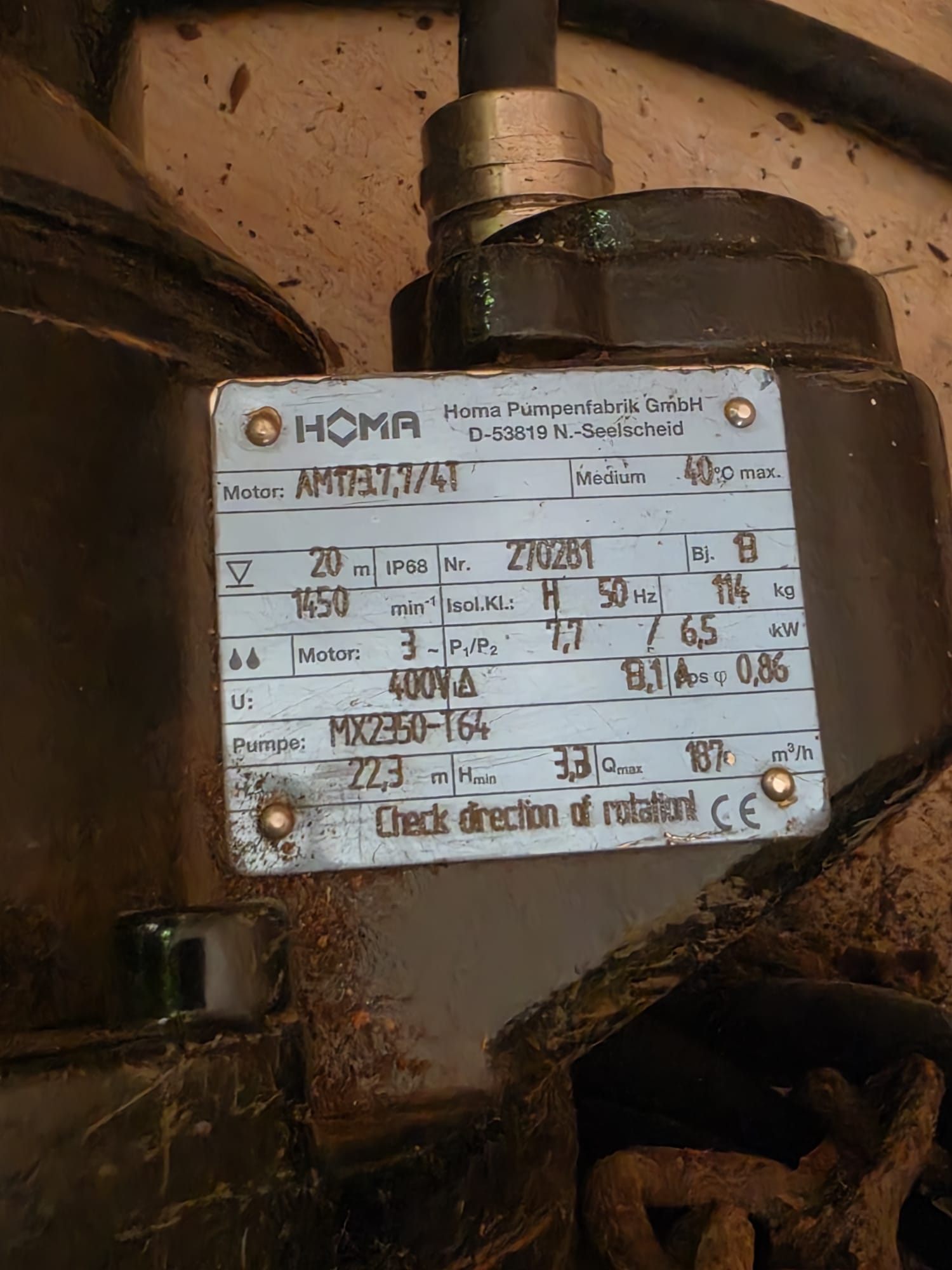 Used Homa 4" Submersible Pump 3 Phase