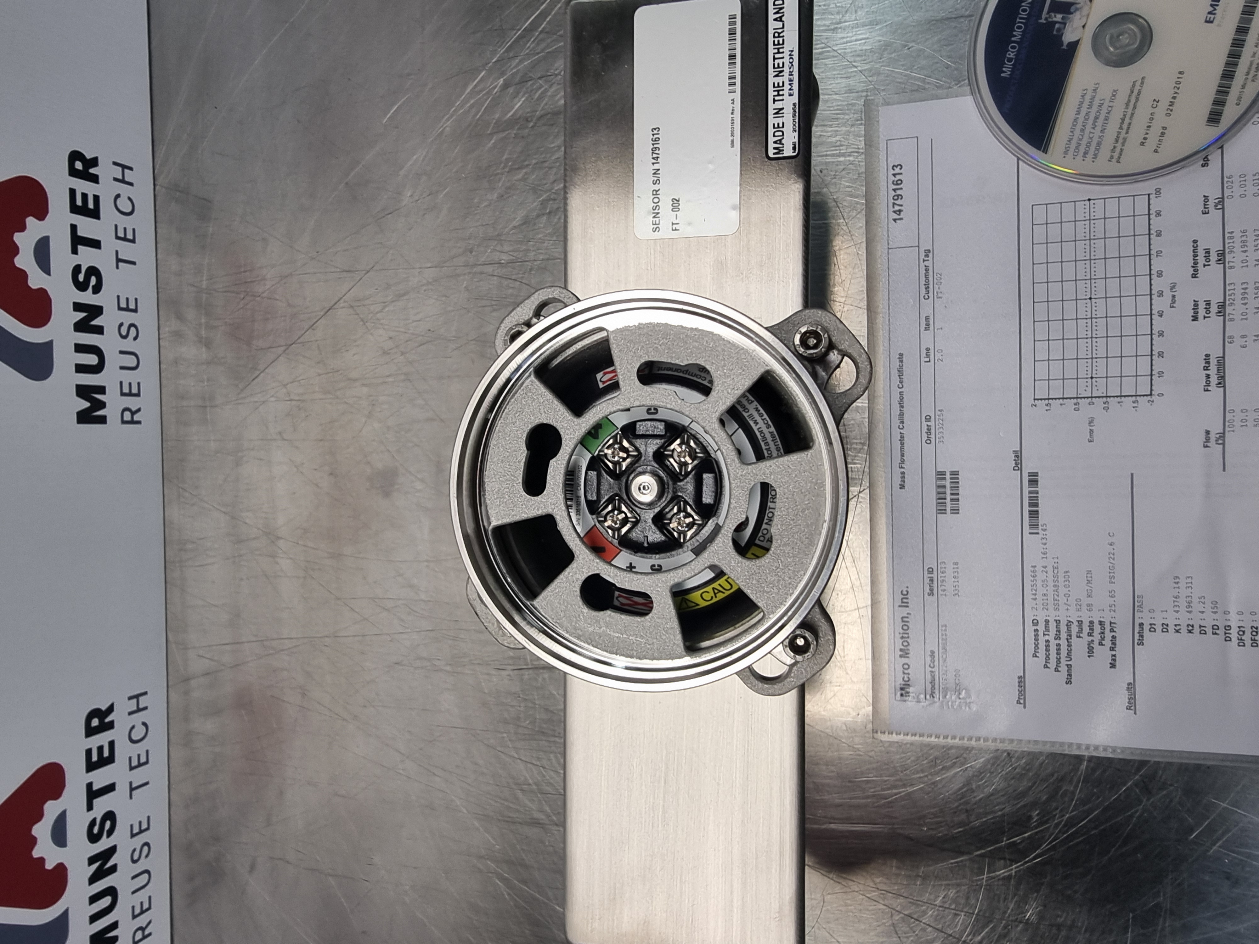 Micro Motion H-Series Hygienic Coriolis Flow Meter P/N: H050 F322NCANEZZZZ 1/2" Tri Clamp