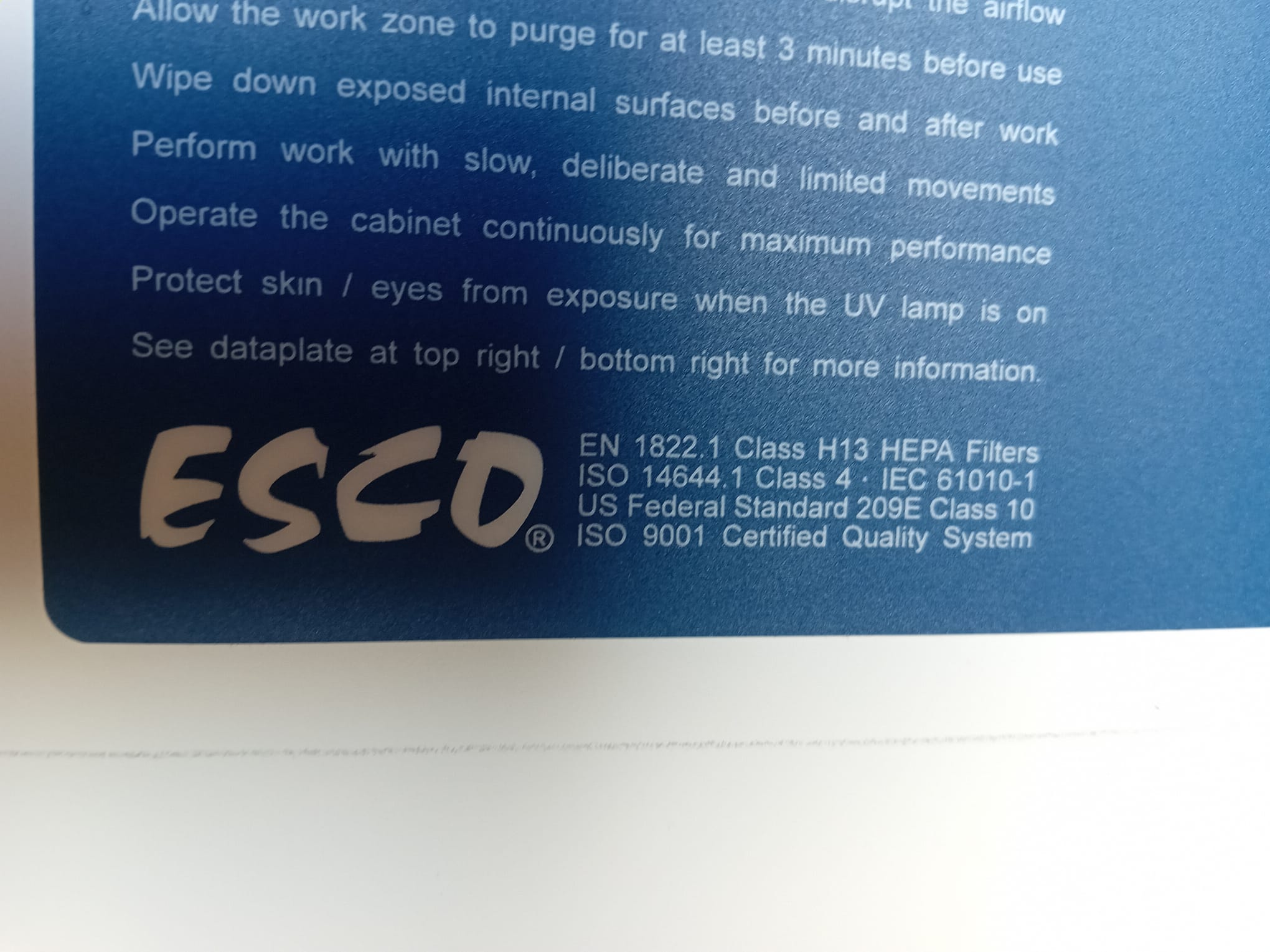 Used Esco Laminar Flow Cabinit 