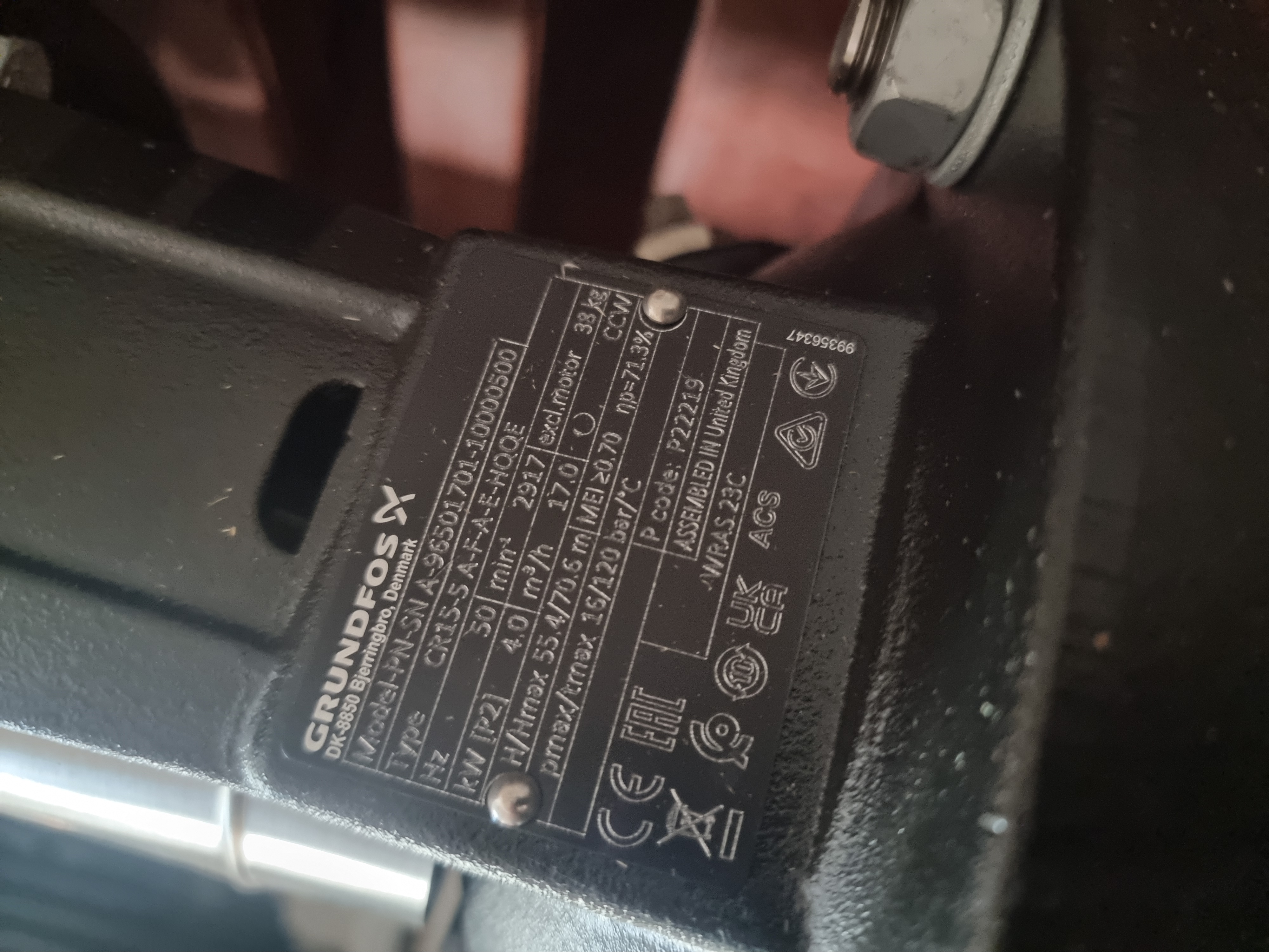 Used Grundfos CRN15-5-A-F-A-E-HQQE Vertical Multistage Pump | P/N: 96501701