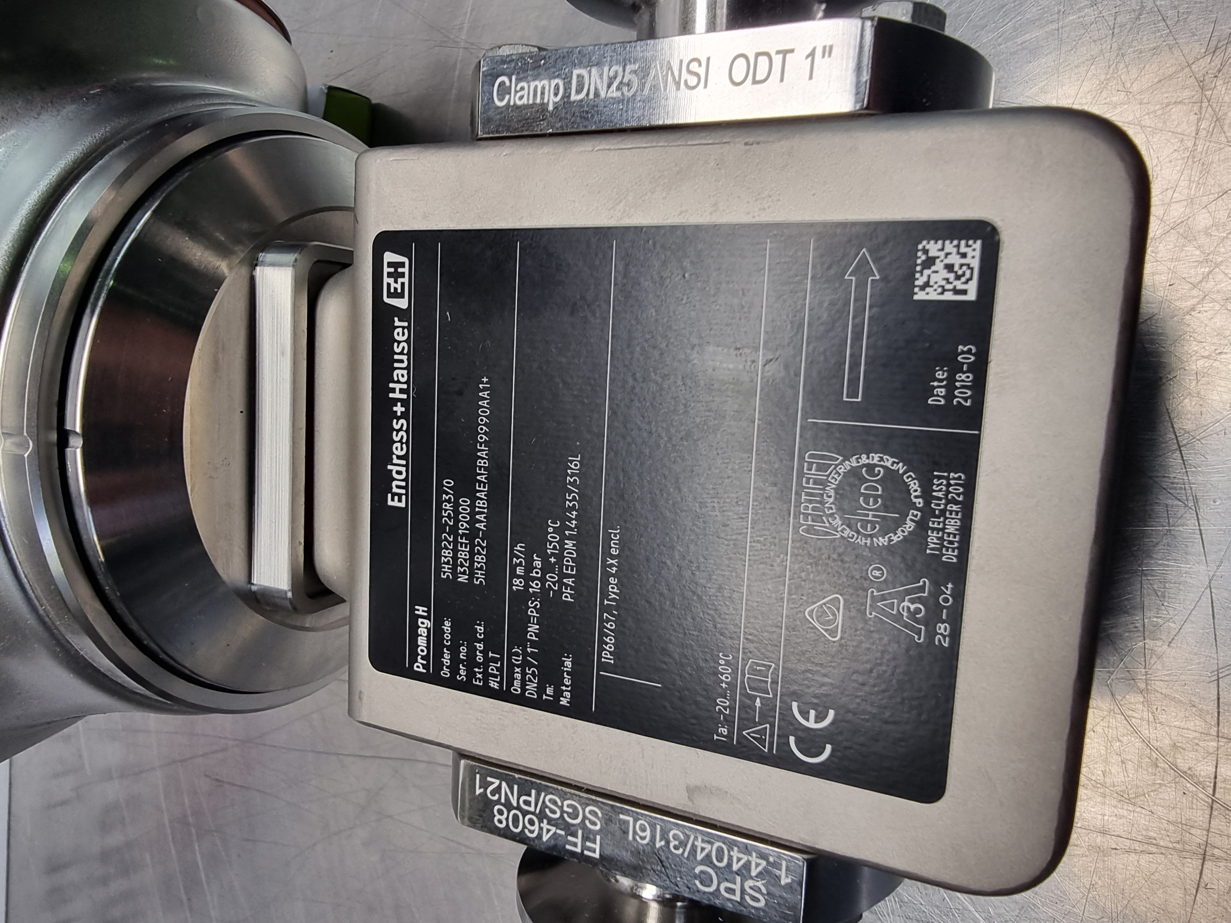 Endress Hauser Promag H Flow Meter | 5H3B22-25R3/0 | Clamp DN25 ANSI ODT 1"