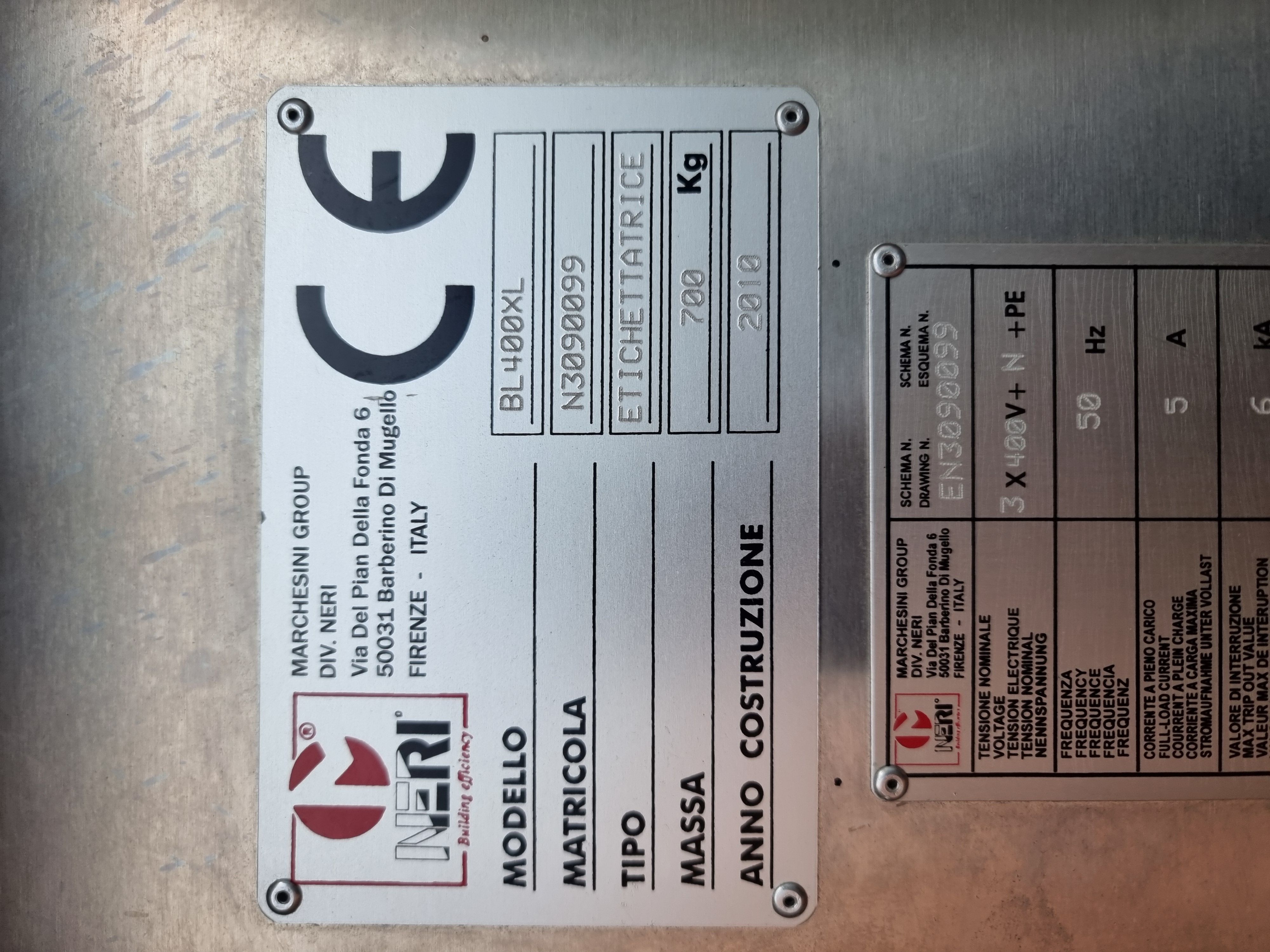 Used Neri Marchesini BL 400 XL Labelling Machine