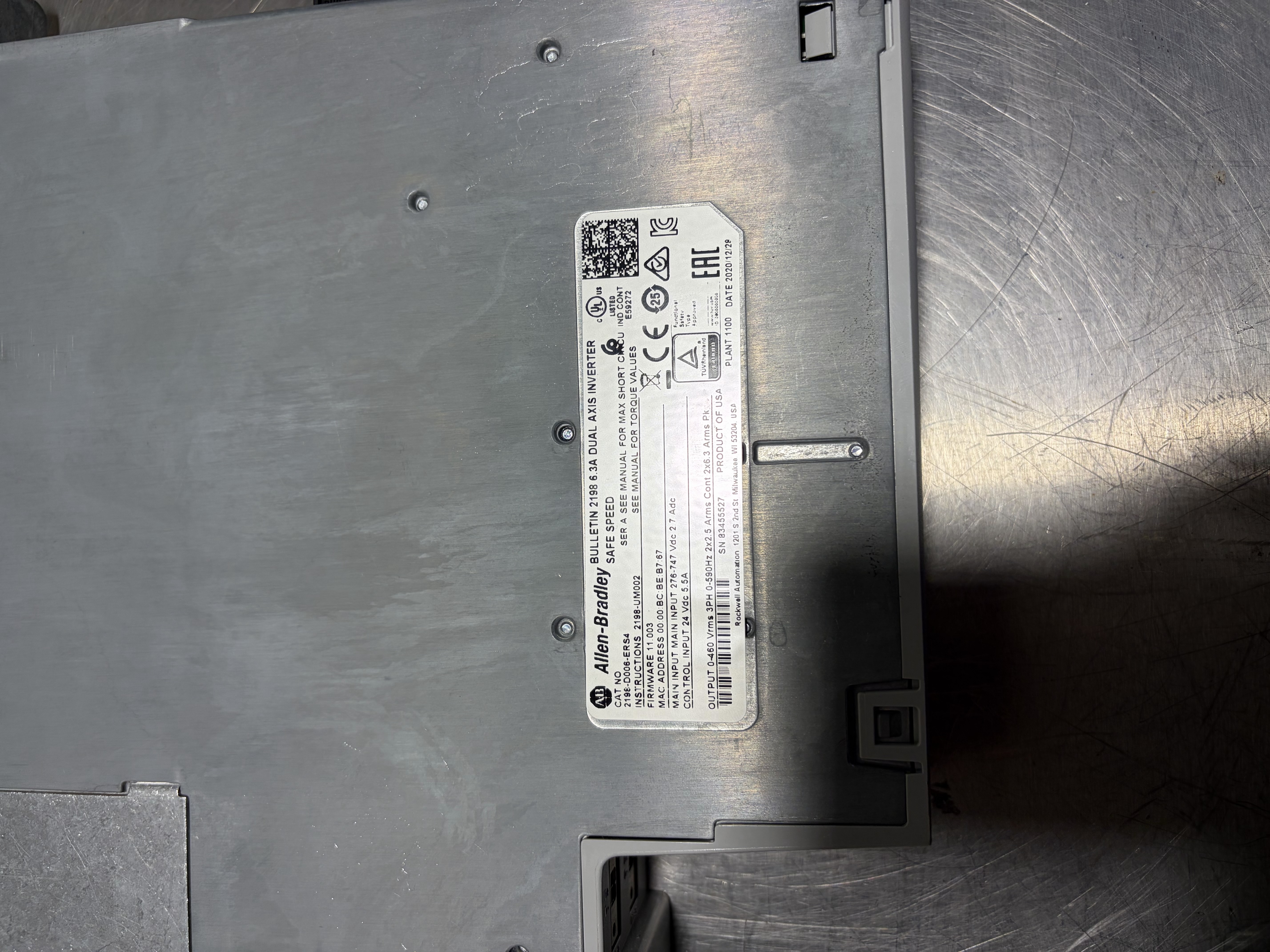 Used Allen Bradley Kinetix 570 Power Supply 2198-D006-ERS4