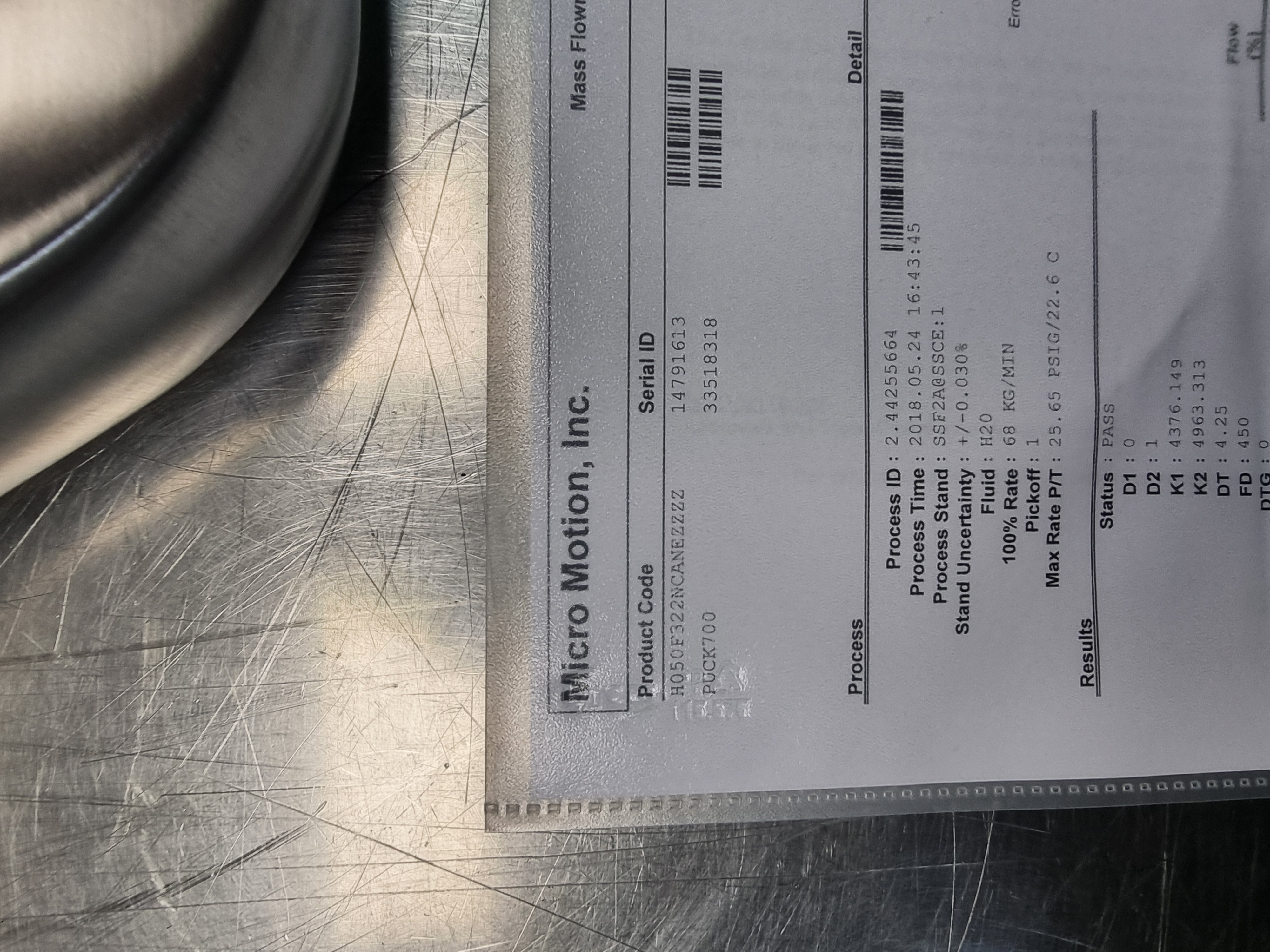 Micro Motion H-Series Hygienic Coriolis Flow Meter P/N: H050 F322NCANEZZZZ 1/2" Tri Clamp