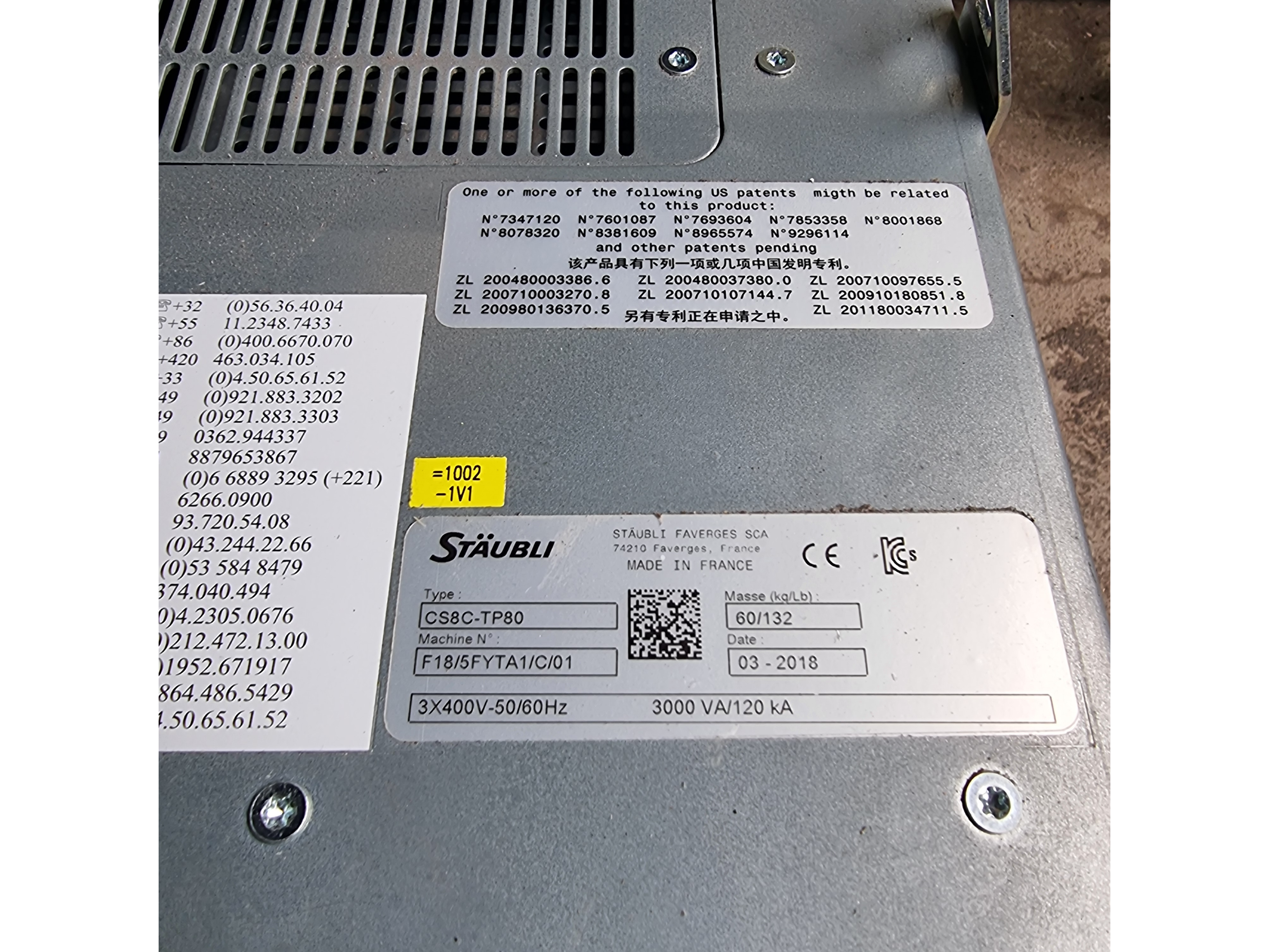 Used Staubli CS8C Robot Controller for TP80 c/w Staubli Teach Pendant | Year 2018