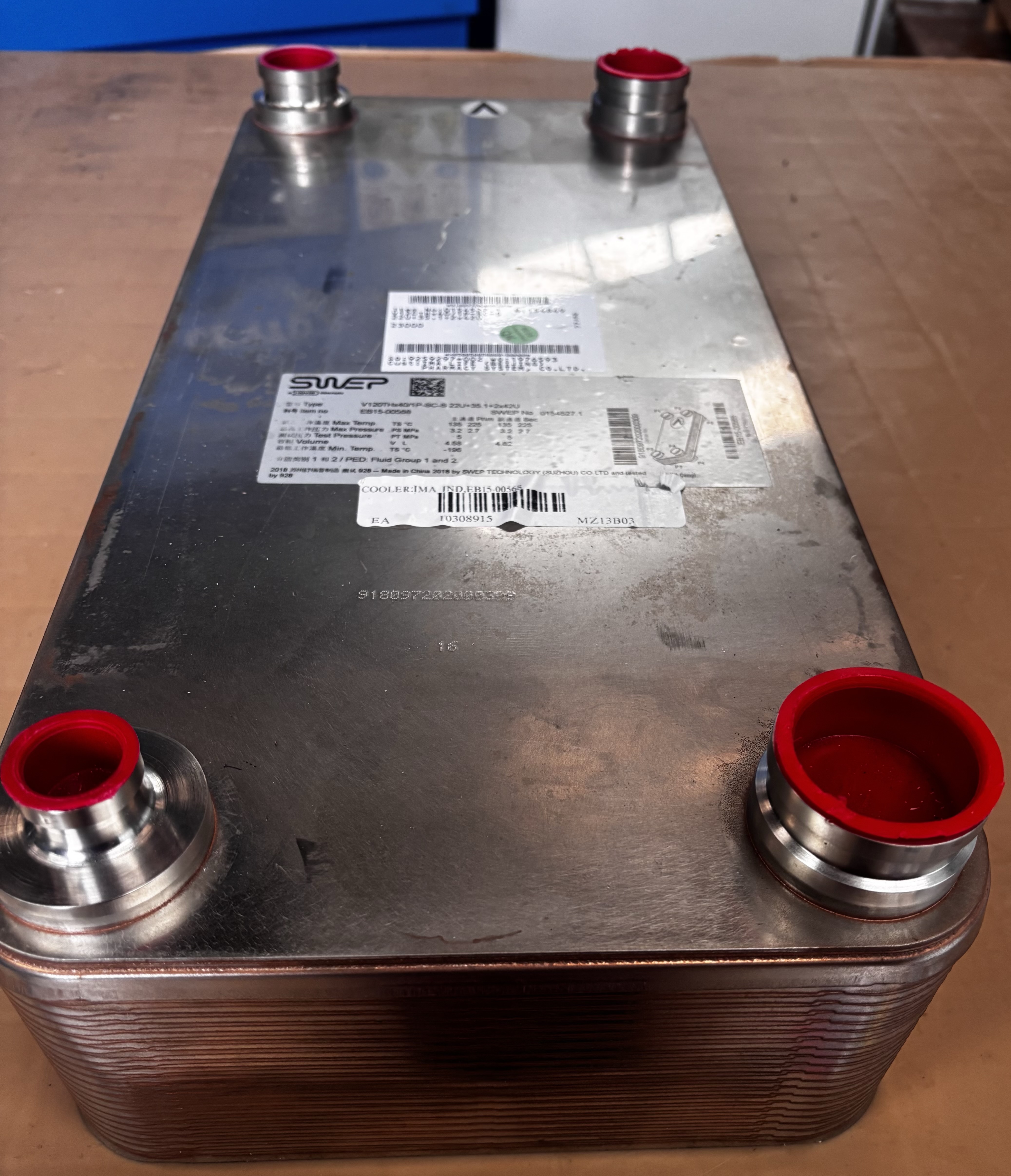 Used SWEP V120THx40/1P-SC-S 22U+35.1+2X42U Brazed Plate Heat Exchanger 0154527.1