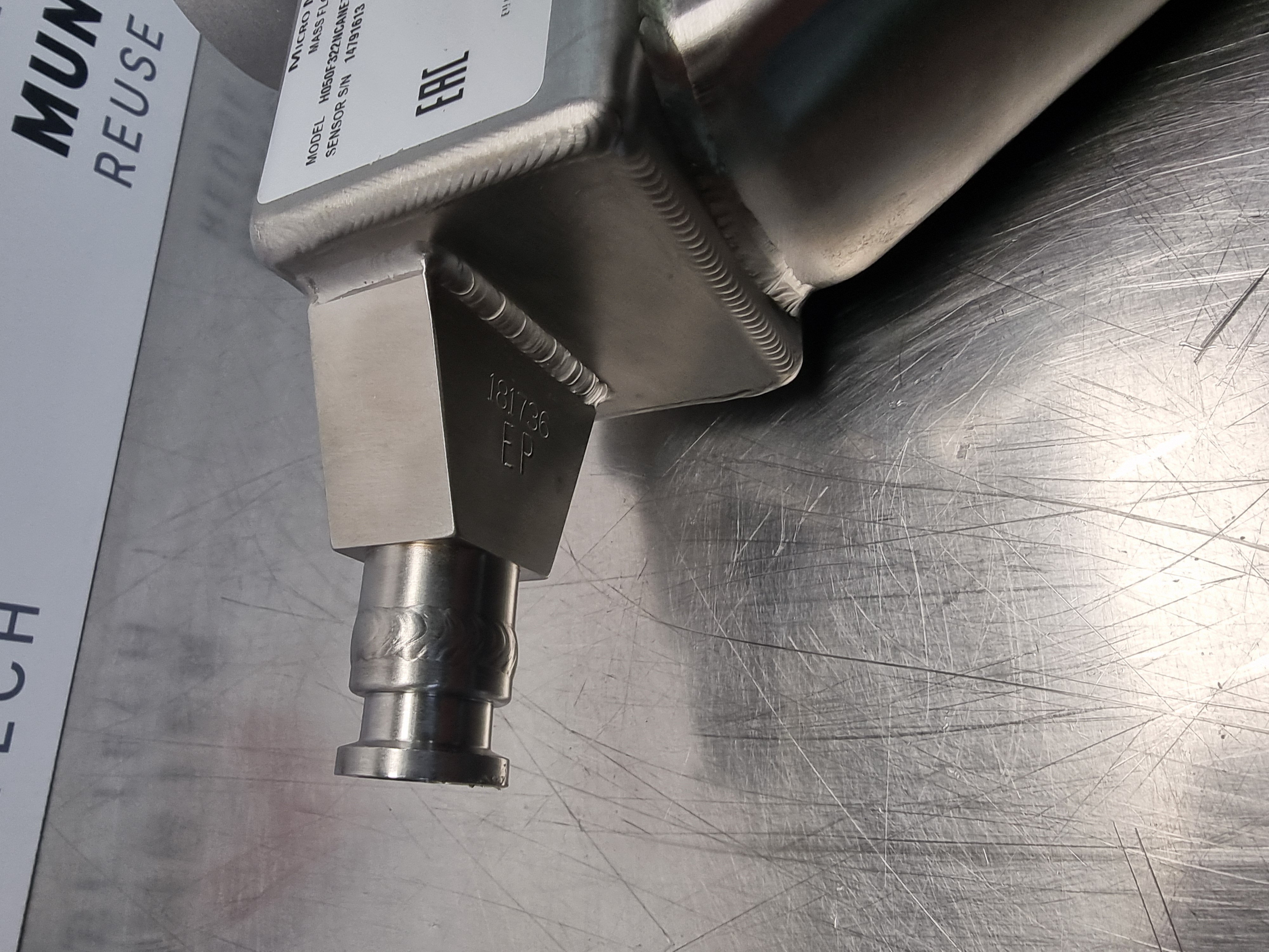 Micro Motion H-Series Hygienic Coriolis Flow Meter P/N: H050 F322NCANEZZZZ 1/2" Tri Clamp