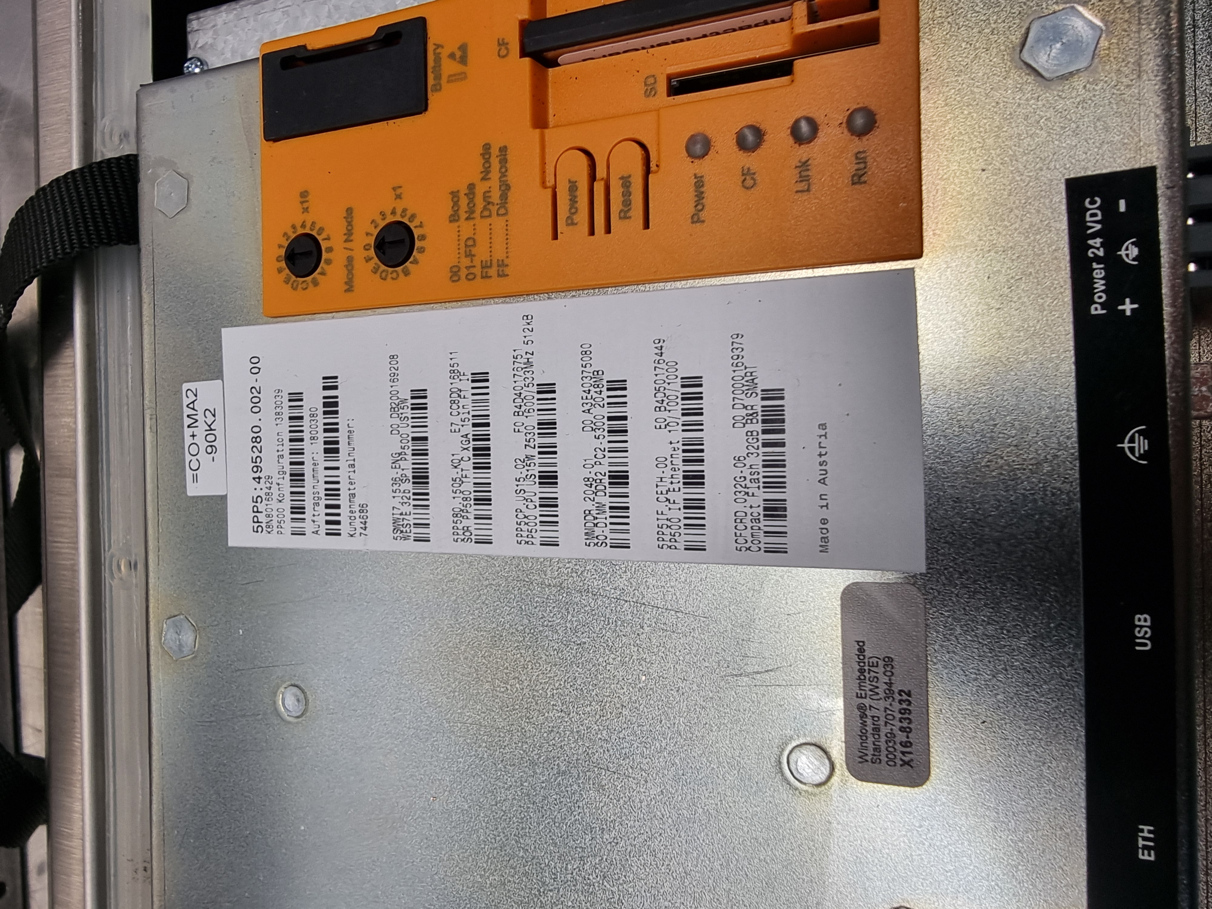 Used B&R OEM 15" Power Panel 500 HMI | P/N: 5PP5:495280.002-00 For Sortimat Pen Line