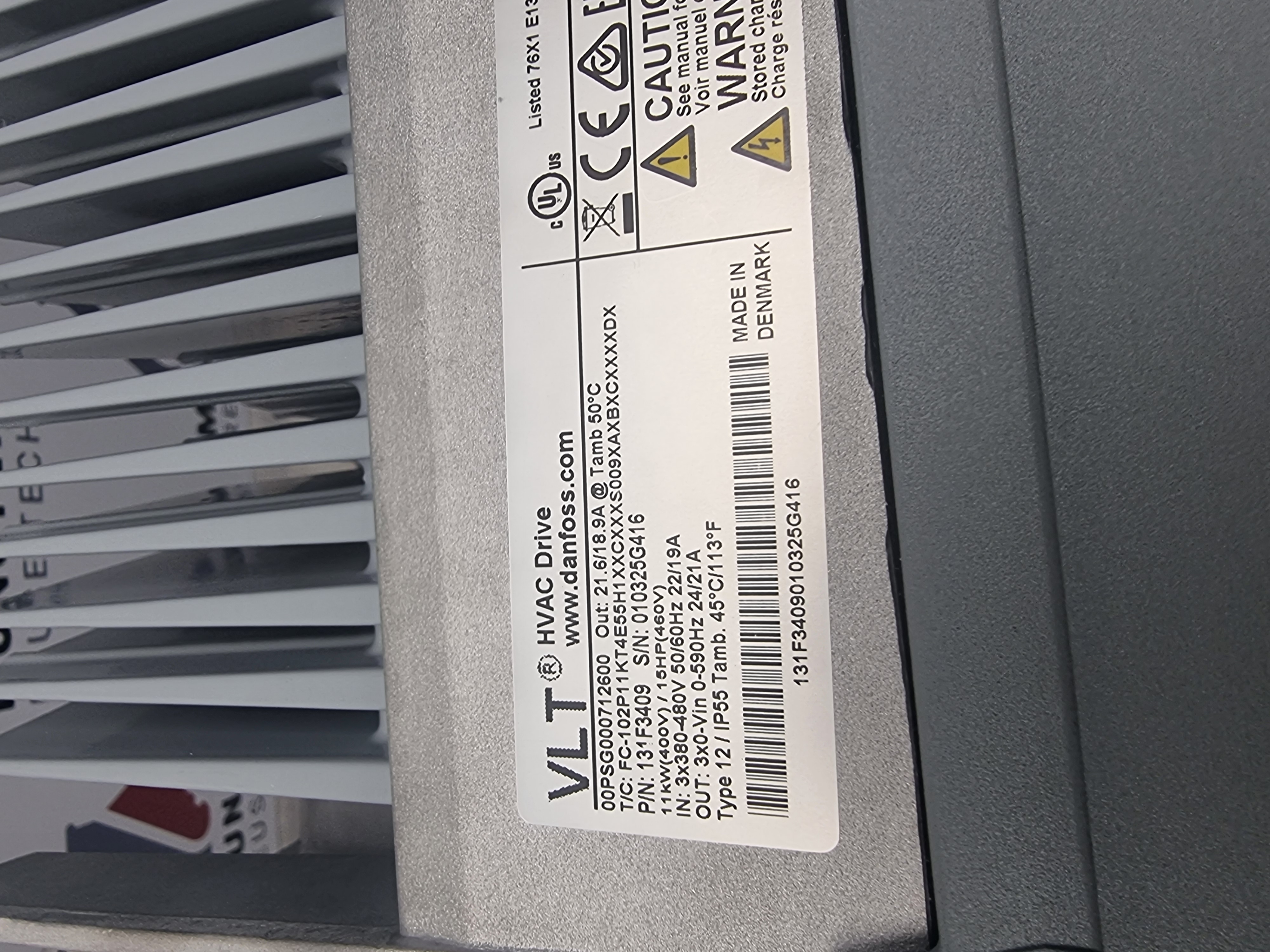 Danfoss 131F3409 Variable Frequency Drive | FC1102P11KT4E55H1 | 11kW / 15HP