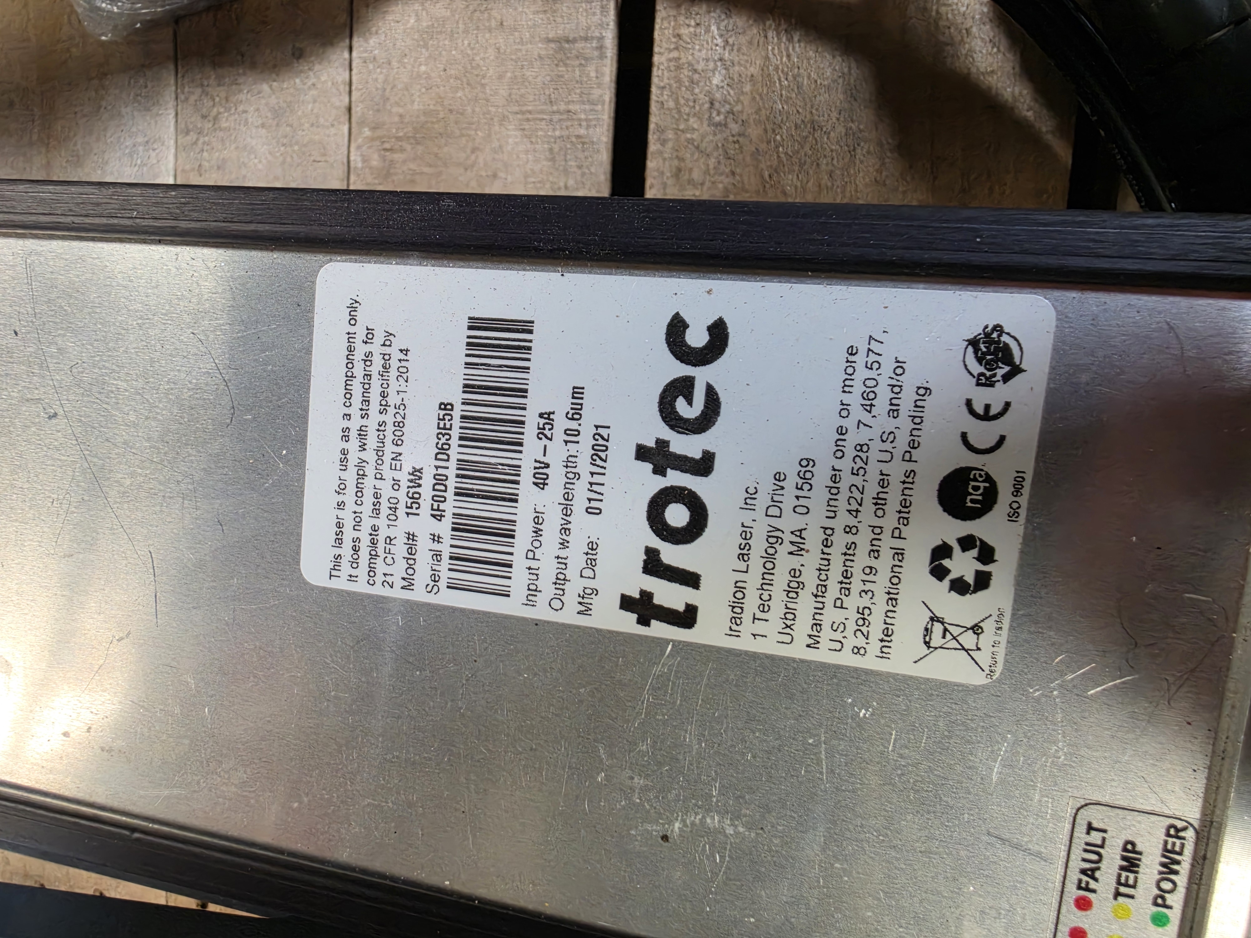 Used Trotec SpeedMarker 156Wx Industrial Laser Marking System