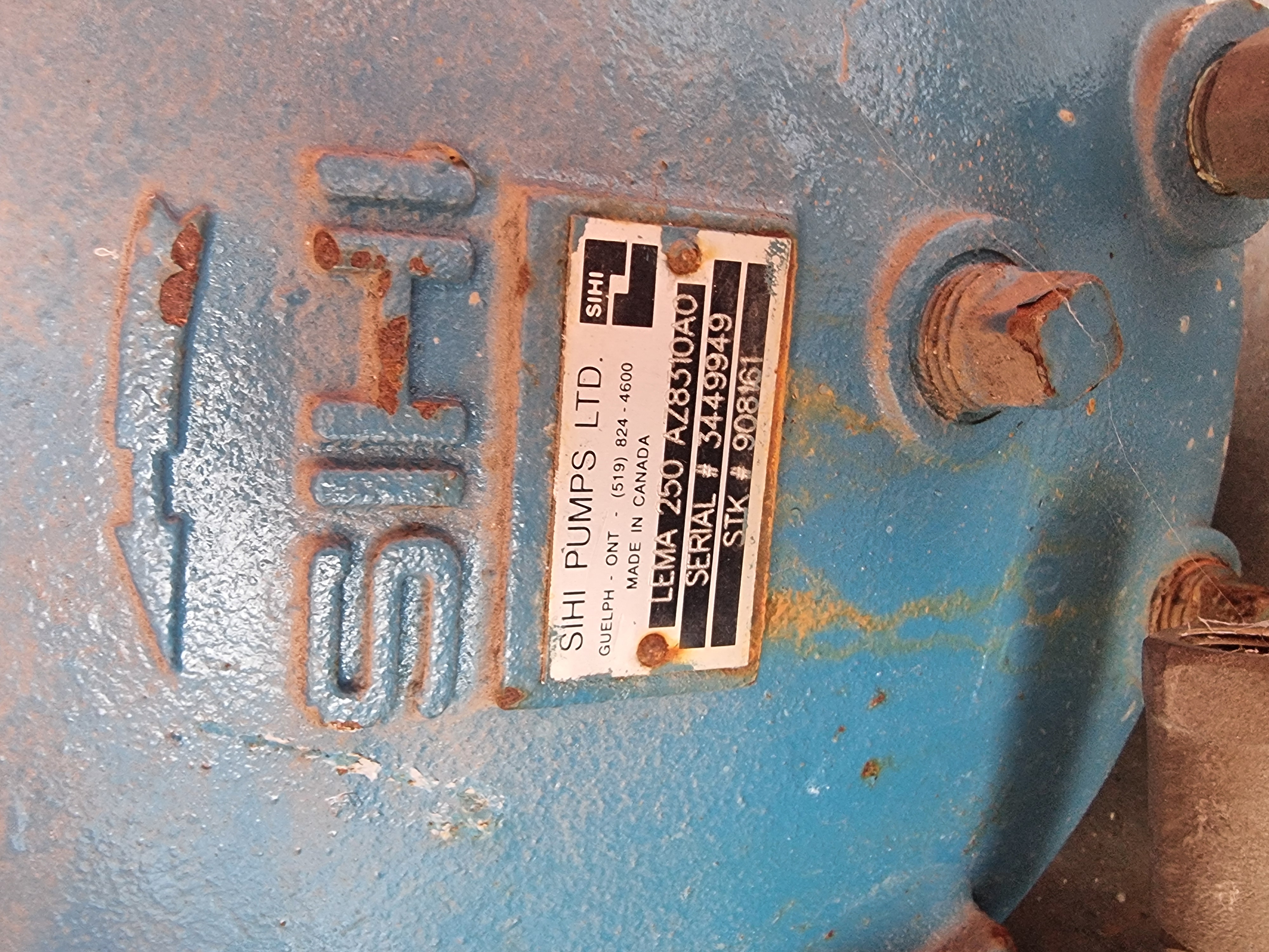 Used SIHI Pumps Lts LEMA 250 AZ8310A0 Liquid Ring Vacuum Pump