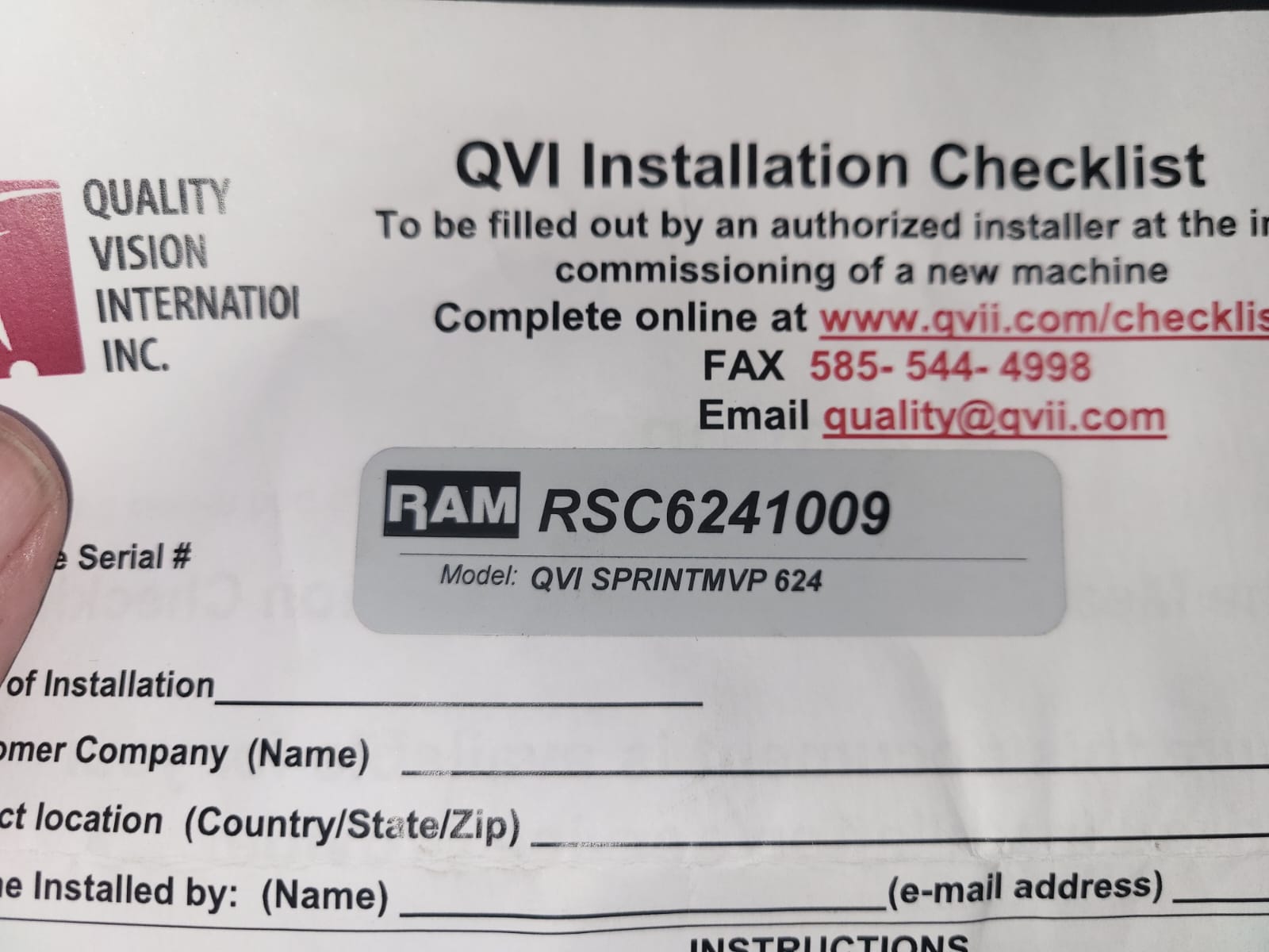 Used QVI Video Measuring System