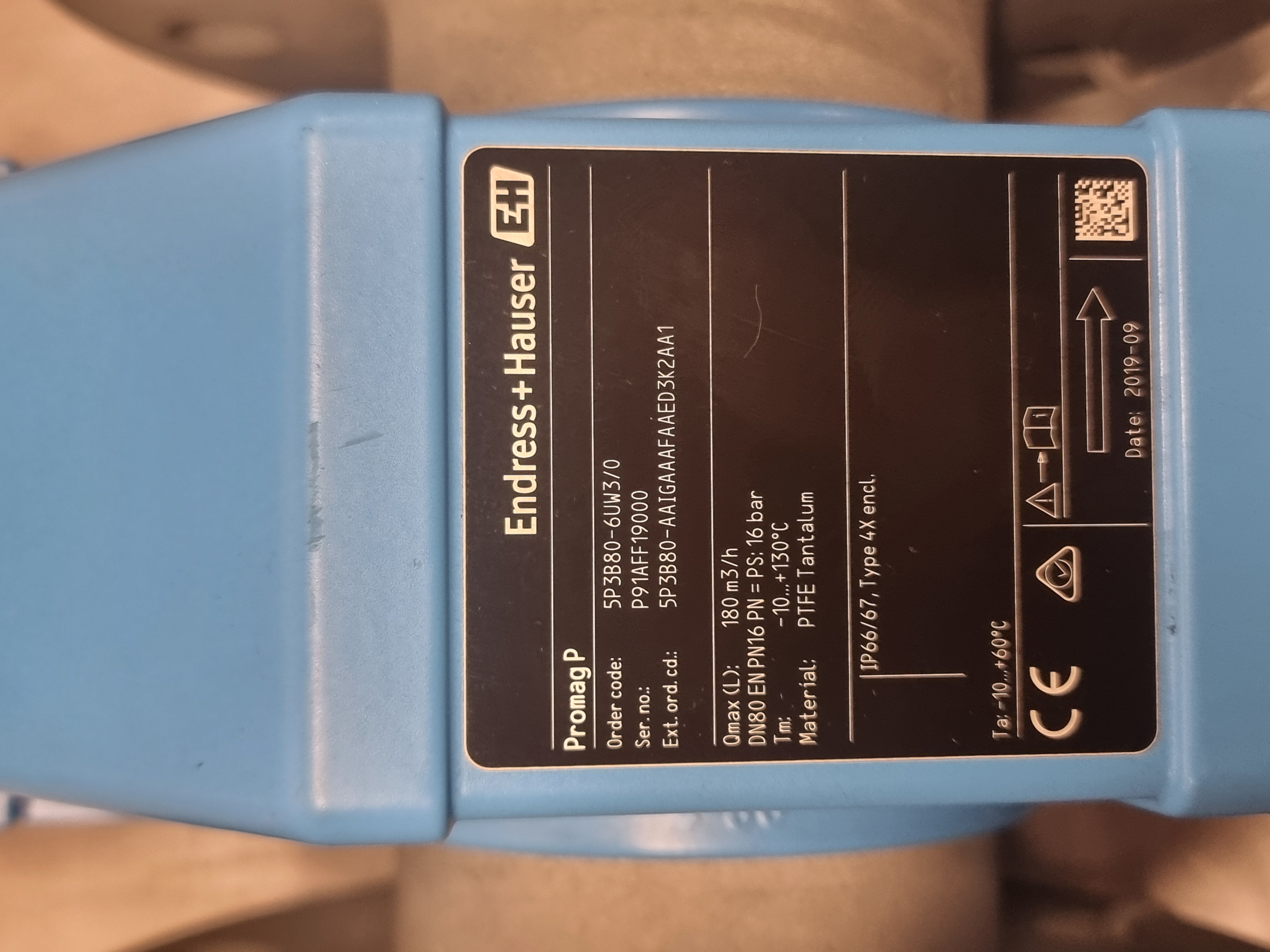 Used Endress Hauser Promag P Flow Meter | 5P3B80-6UW3/0 | PTFE / Tantalum