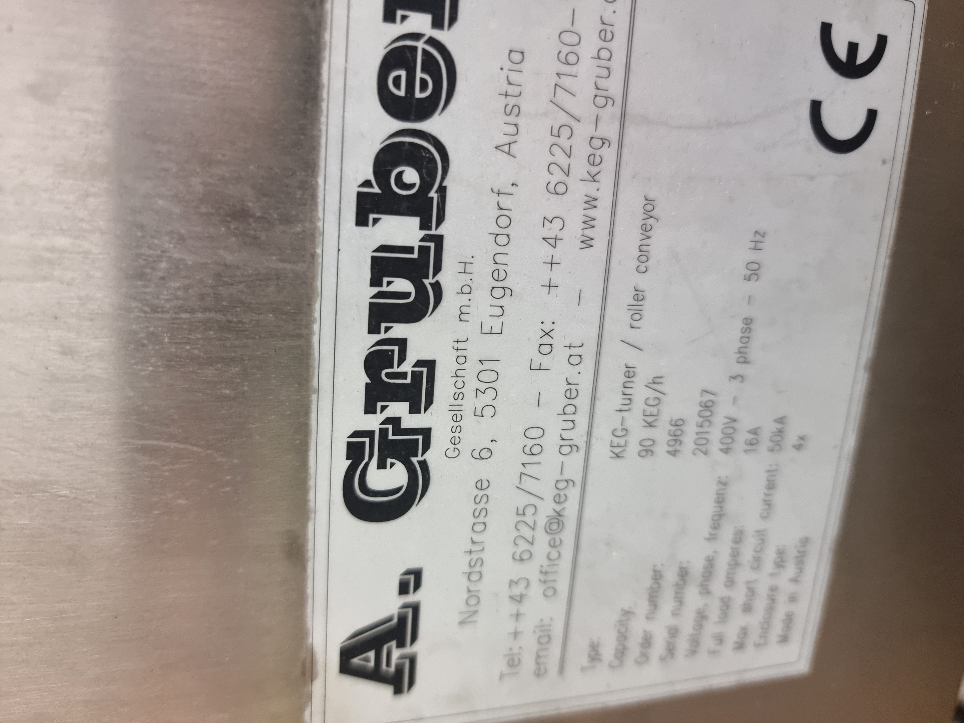 Used A. Gruber KEGmatic 6/1 Keg Filling Machine & Keg Turner - 90 KEG/h