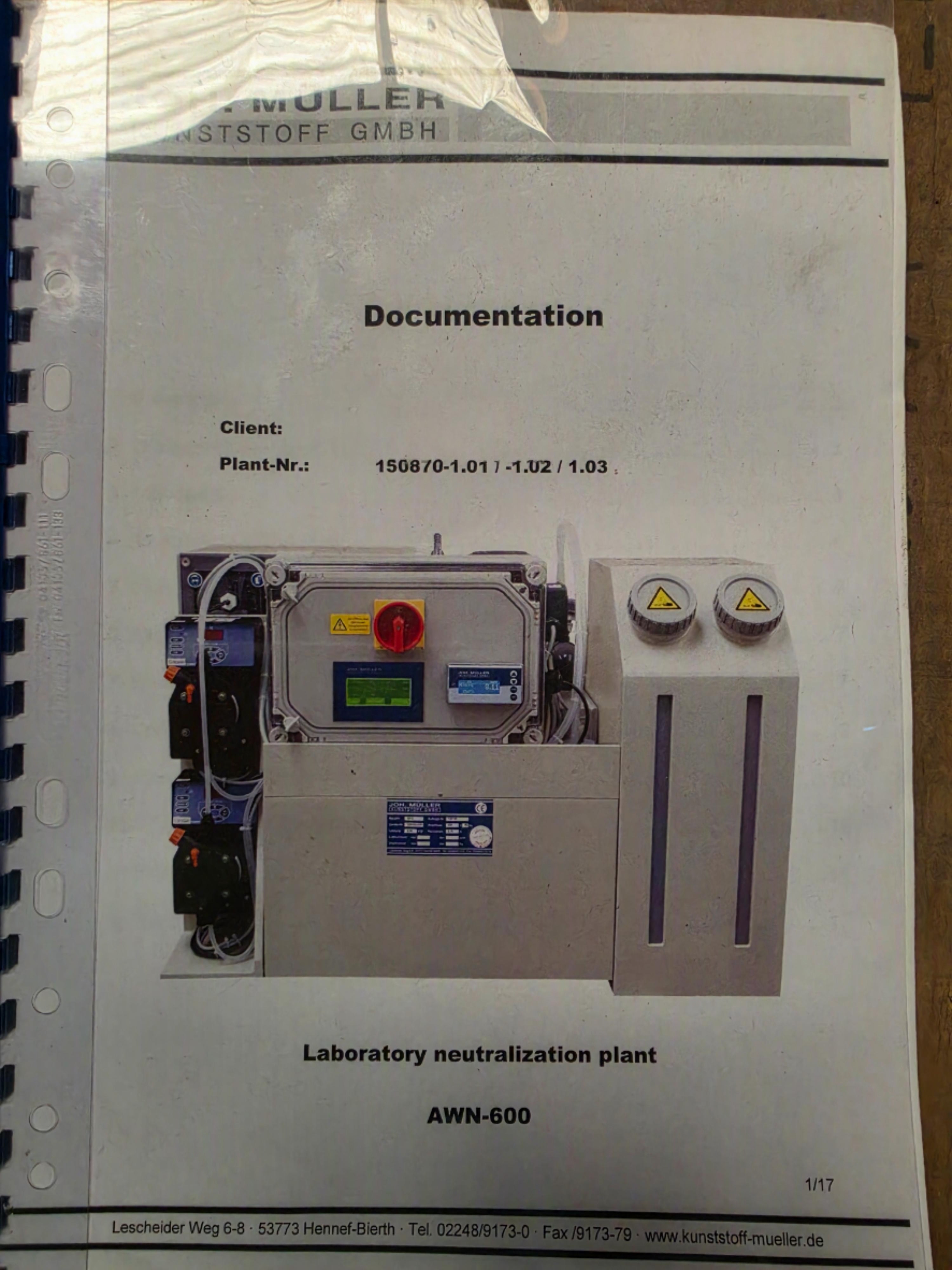 Used Joh. Müller Kunststoff GmbH AWN600 Wastewater Neutralization Plant