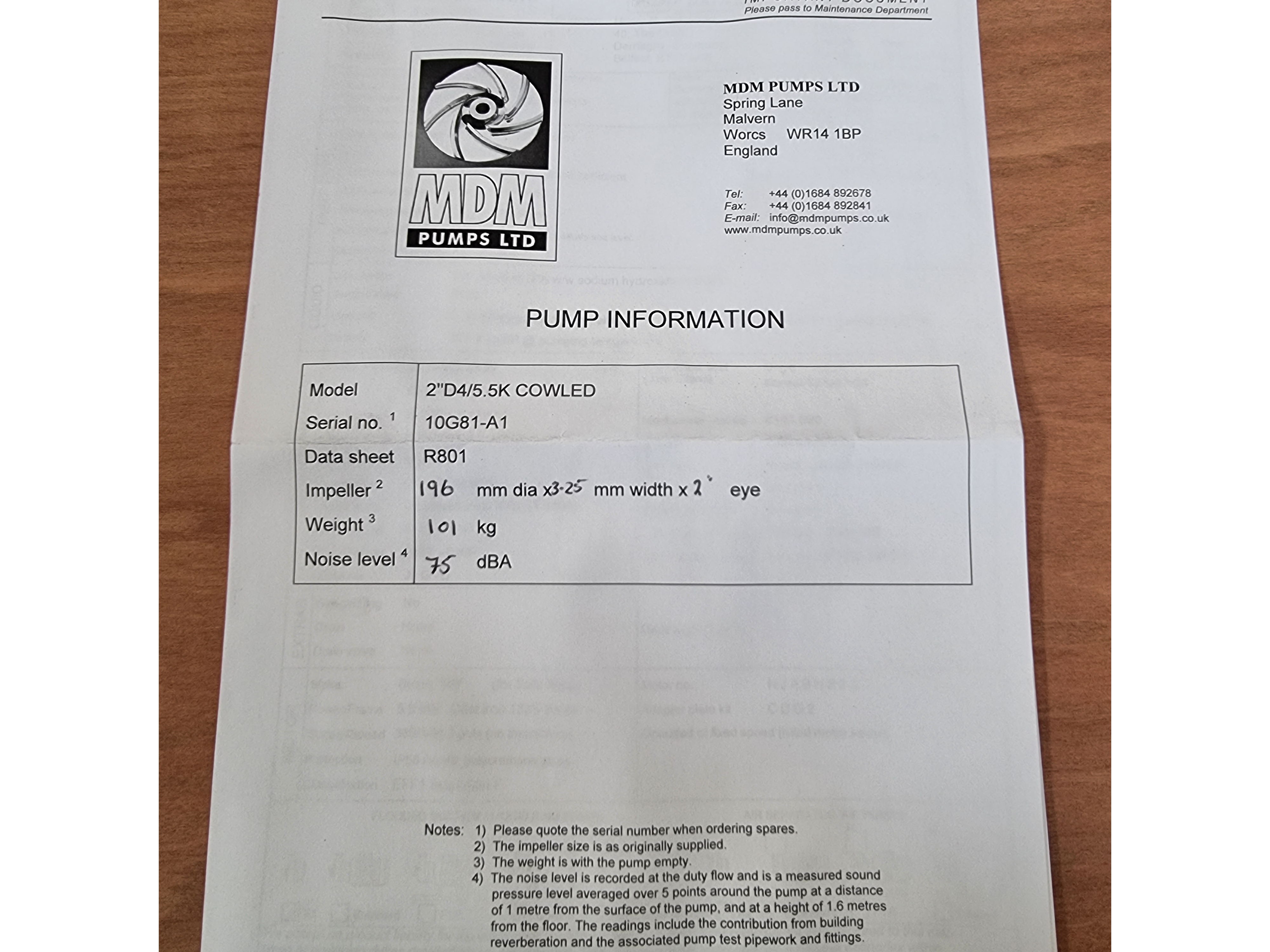 Used MDM CIP Pump 2" D4 5.5kW Cowled  2" Tri Clamp  16.5 m³/h 