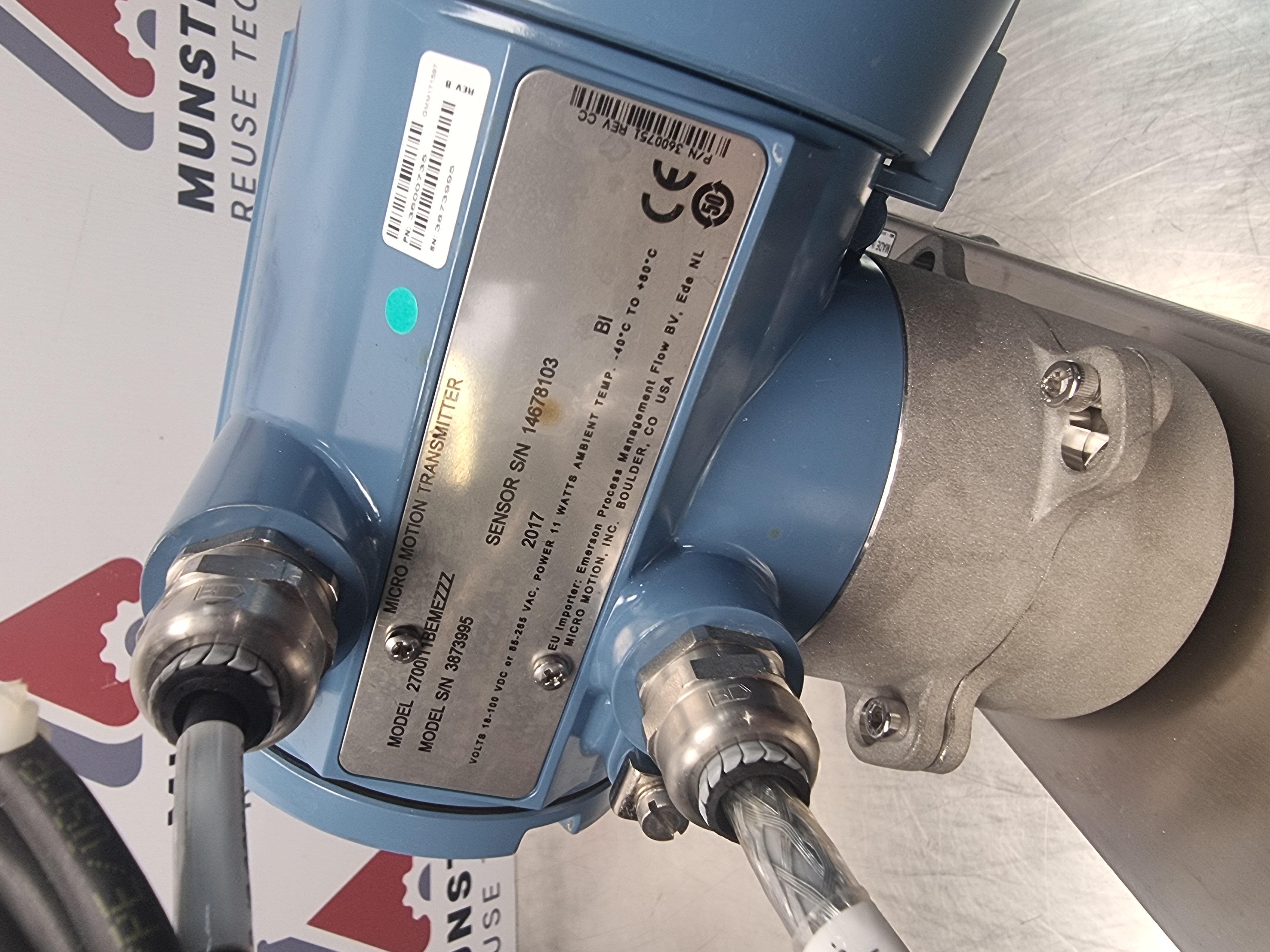 Used Micro Motion H100F138NCANEZZZZMC Mass Flow Sensor c/w 2700 Transmitter | 1" Tri Clamp