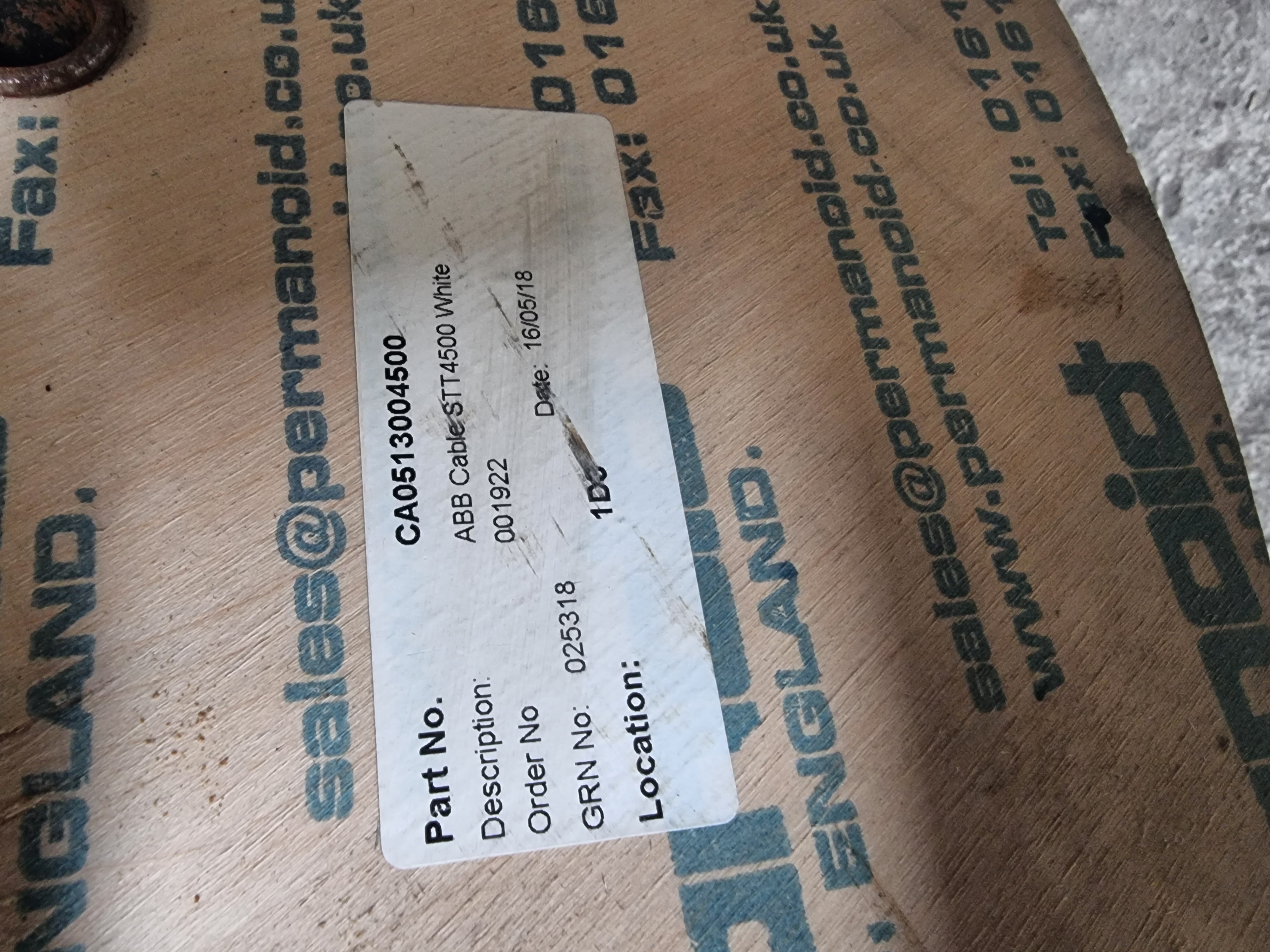 ABB Water Master Mag Flow Meter Cable STT4500 Full Roll | P/N: CA0513004500