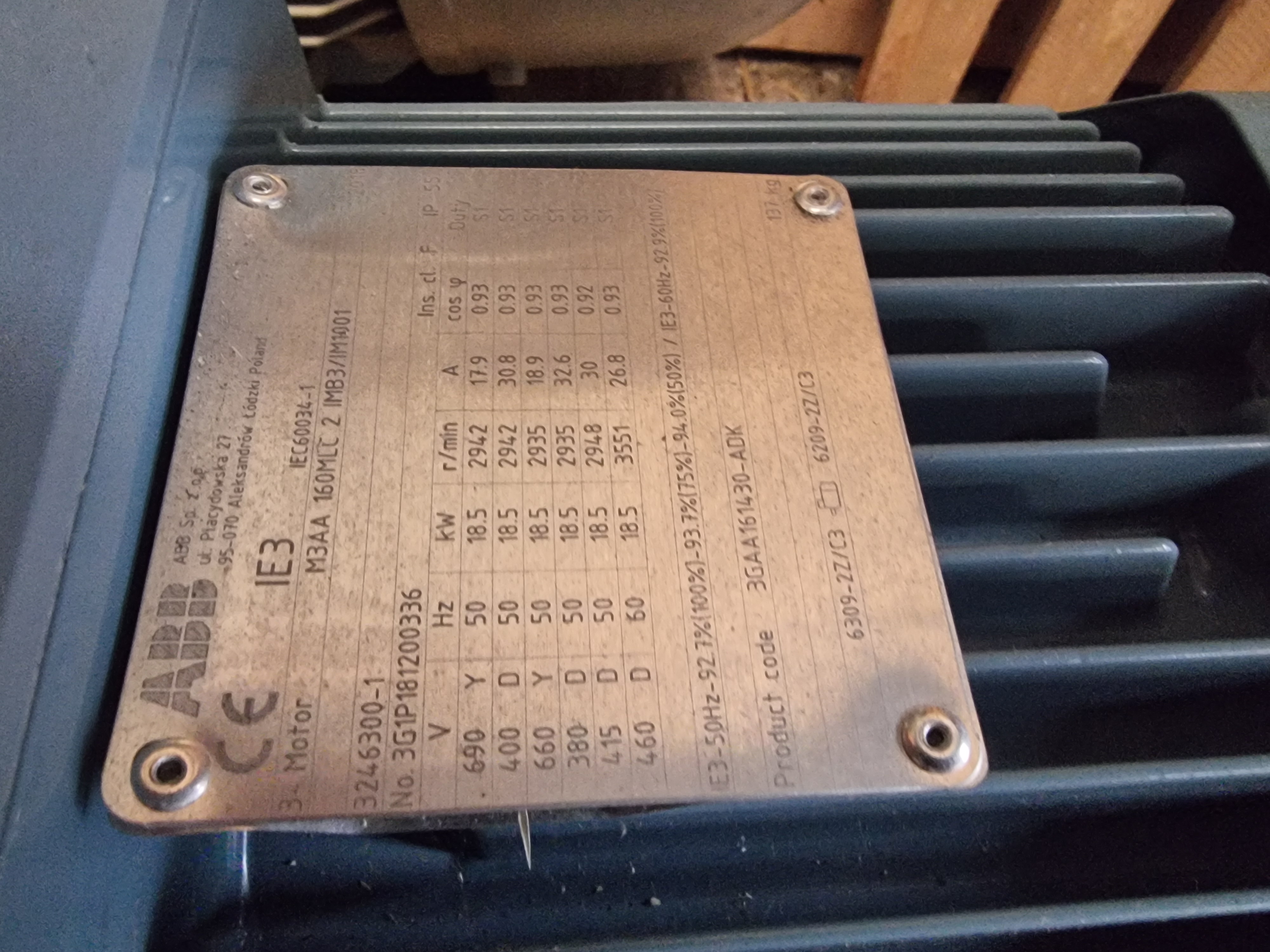 ABB M3AA 160MLC 2 IMB3/IM1001 Motor | 3G1P181200336 | IE3 | 18.5kW