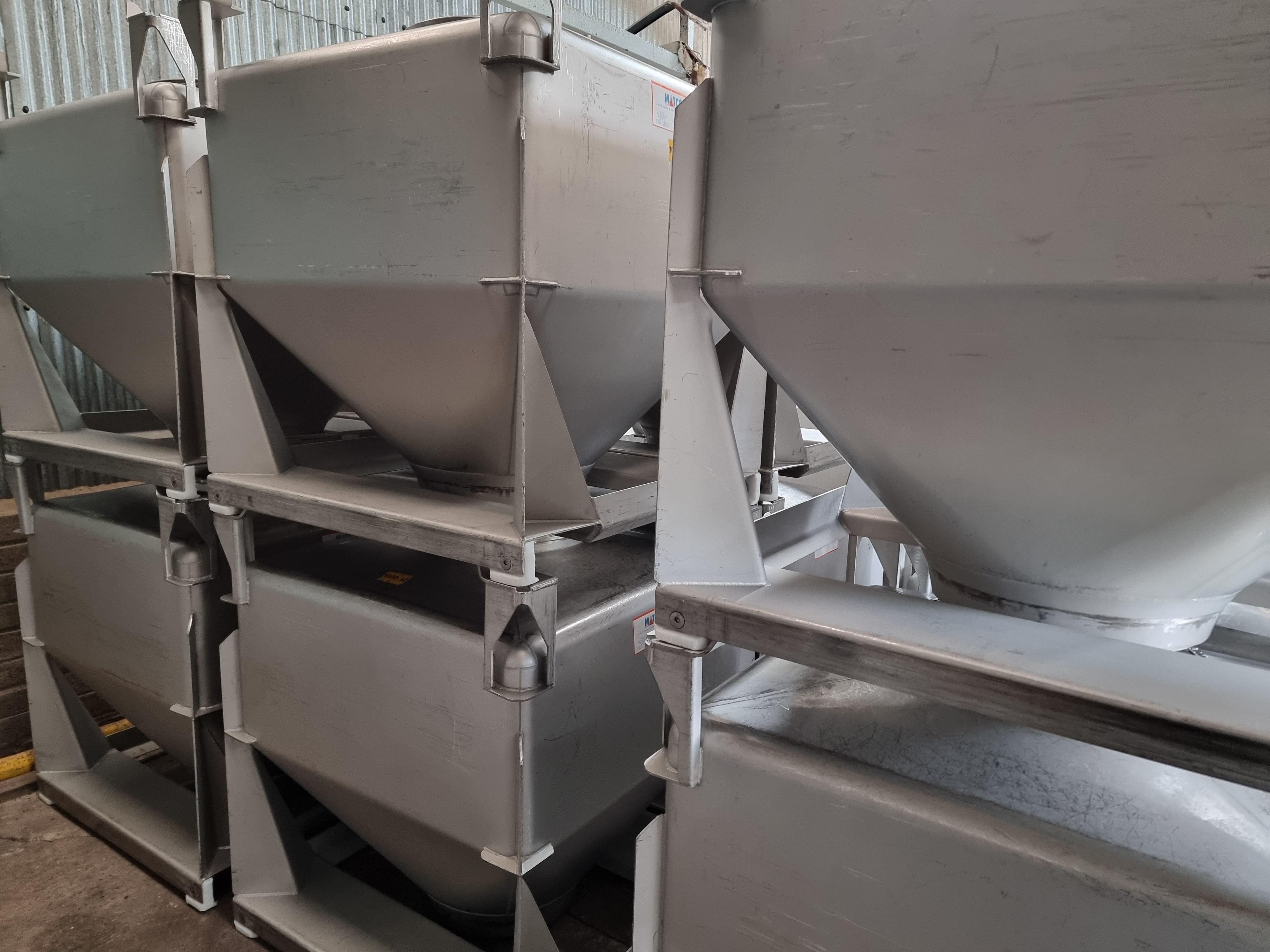 Used 1,000 ltr Stainless Steel Matcon IBC's c/w Internal Discharge Cone | 10 Plus Units Available