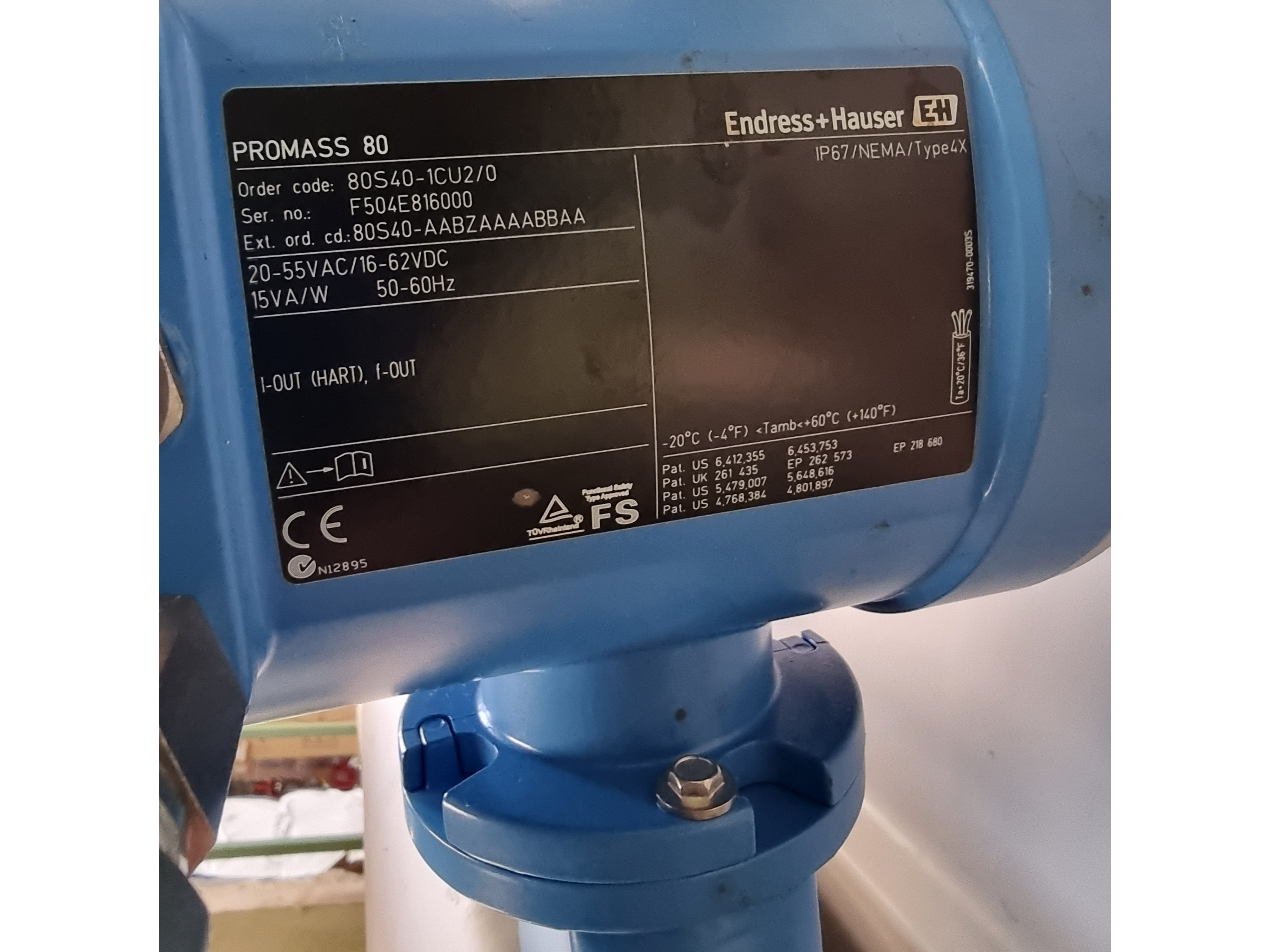 Used Endress Hauser Promass 80S40 Coriolis Flow Meter 1.5" | 80S40-1CU2/0 | 904L 316L