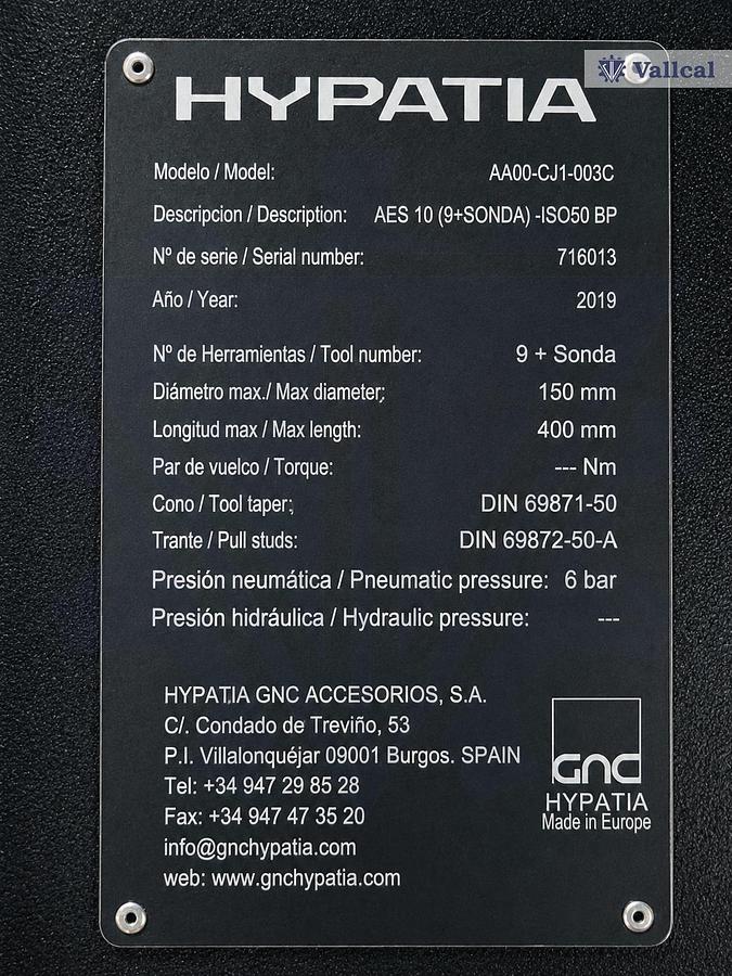 Usado Cargador de herramientas Hypatia AA00-CJ1-003C – magazín lineal 9+sonda ISO50