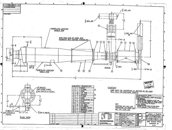 Used Bird Escher Wyss LDC-12-1200 Low Density Cleaner, 12" #19623