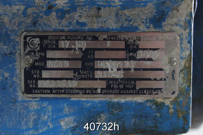 Used Goulds 3410 8x10x21 Pump #40732