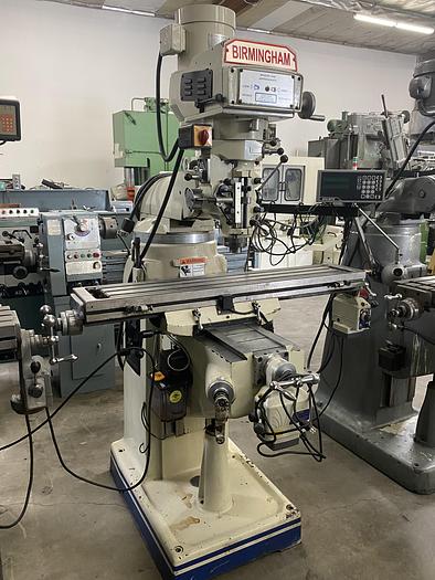 Used Birmingham 9" x 46" Variable Speed Milling Machine Acurite Digital Readout X & Y Power Feeds 