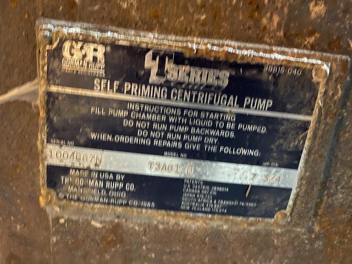 Used GORMAN RUPP MODEL T 3A61B TRASH PUMP WITH MOTOR