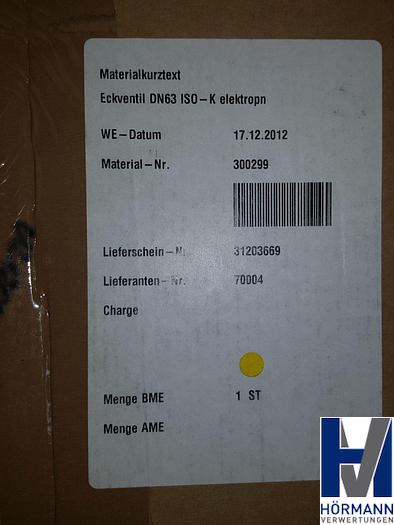 Gebraucht 2012 Eckventil DN63 ISO K elektropn.
