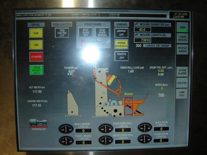 Used 122" Cameron 458 HD Two Drum Tissue Rewinder