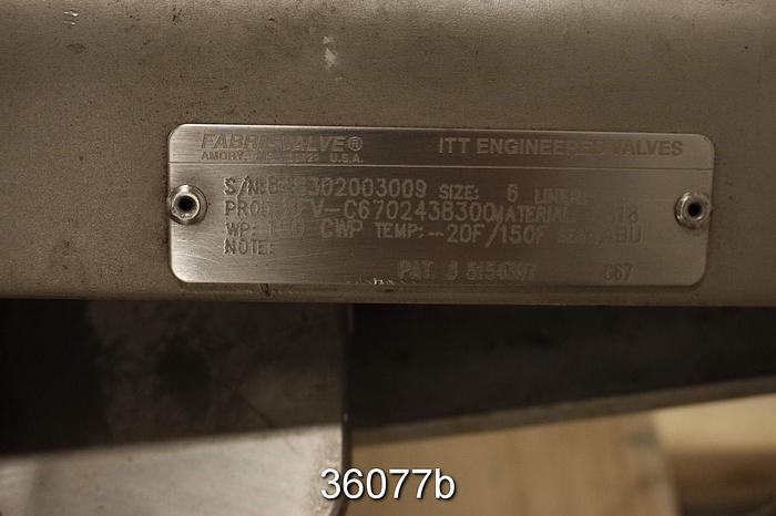 Used Fabri 6" Hand Operated Knife Gate Valve #36077