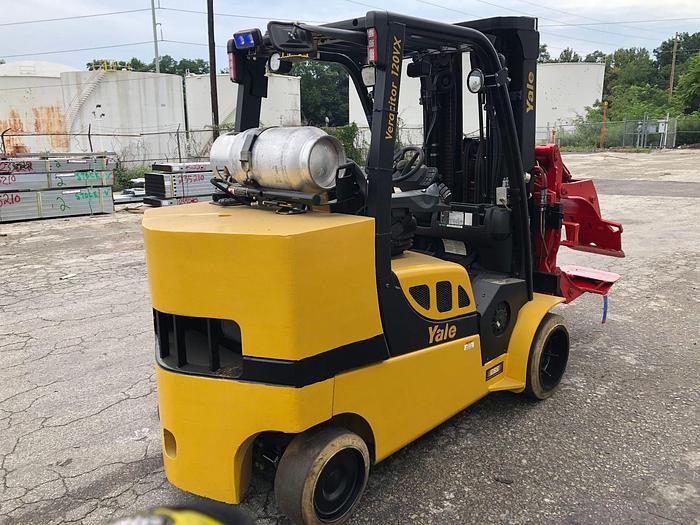 Used 12,000 POUND YALE ROLL CLAMP TRUCK MODEL GLC120VXPRS W/ 60" BOLZONI CLAMP MFG. 2012