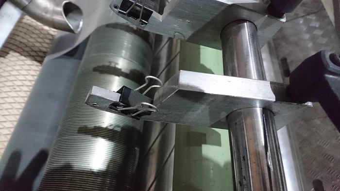 Used TECNICOL SLITTER- Non Stop two-shaft revolver turreting