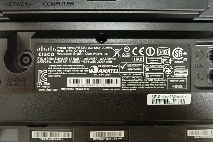 Used Lot of 3 Cisco Model CP-9951 UC Phones with 2 Stands and 1 Handset