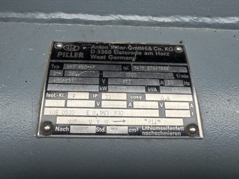 Used 1986 MAN D2842LE / PILLER DIESEL GEN.SET 400 KVA