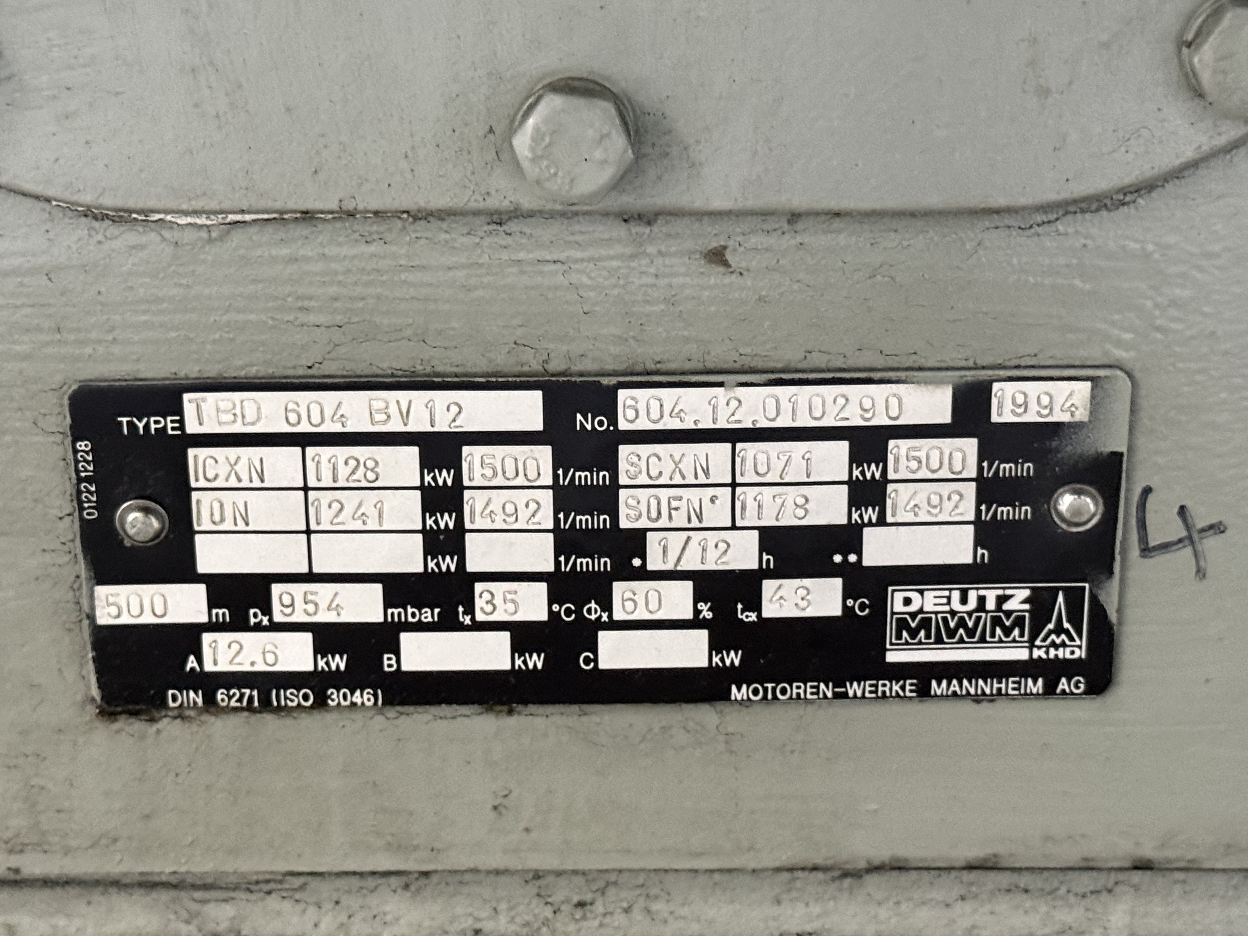 Used DEUTZ MWM TBD 604-BV12