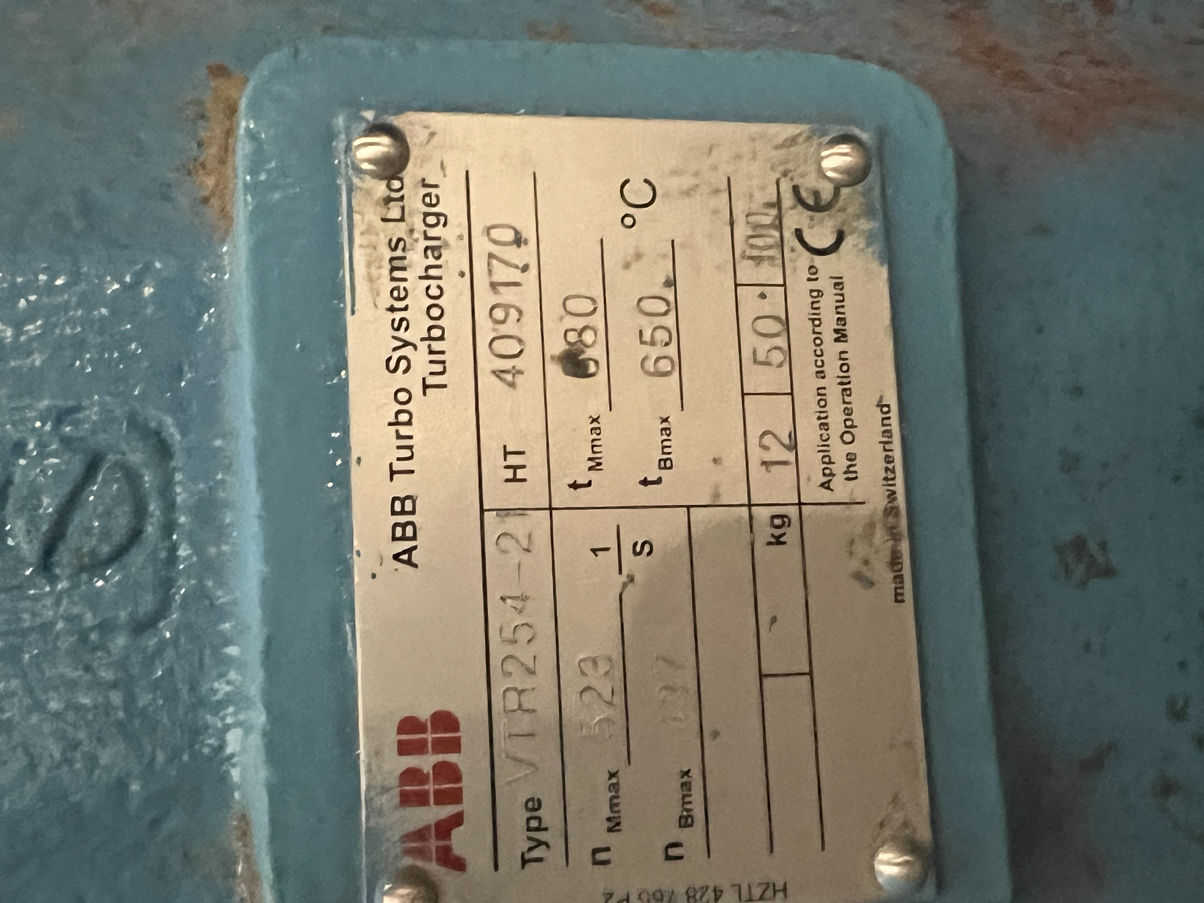 Used ABB Turbocharger VTR 254-21