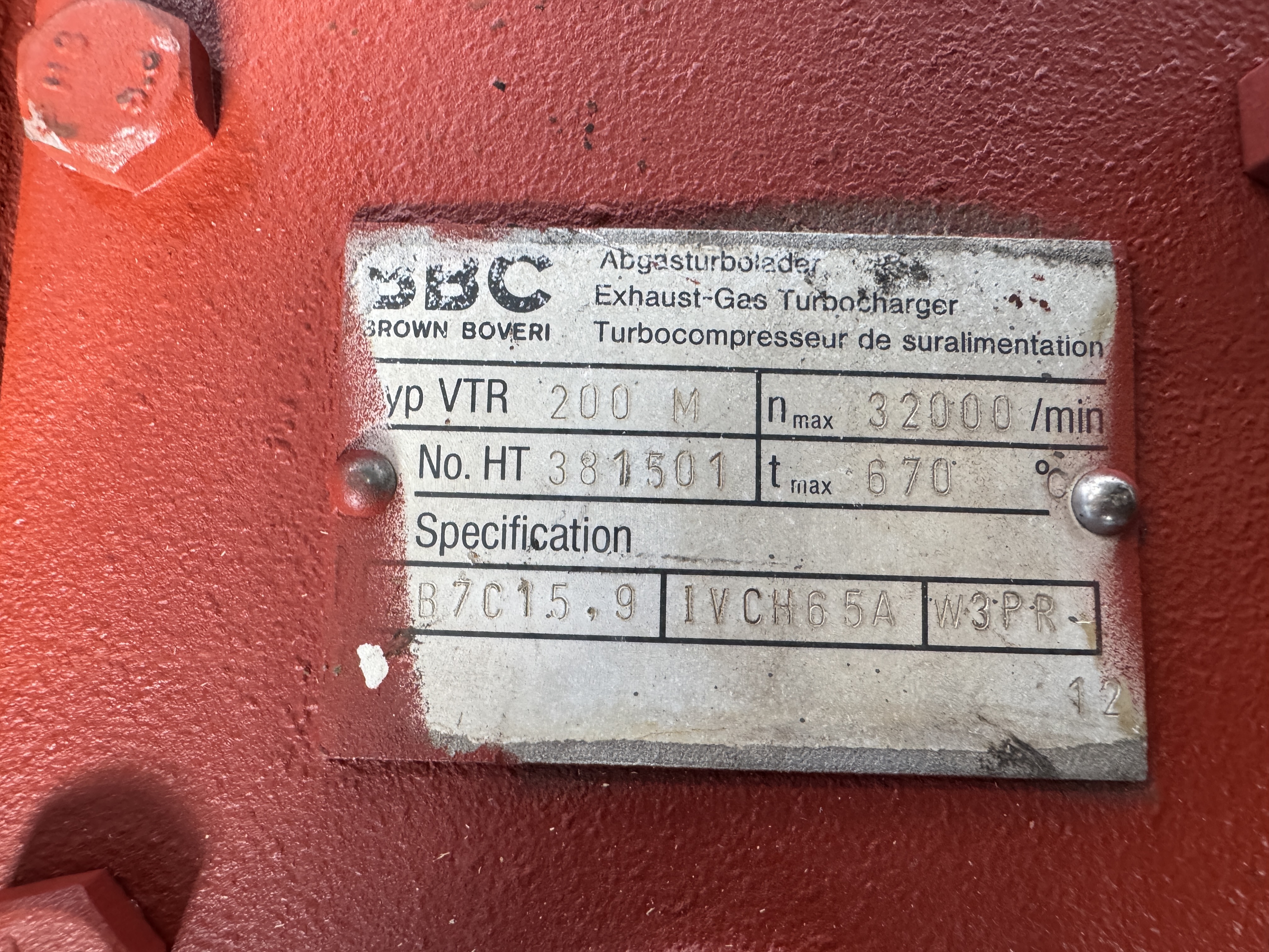 Used BBC VTR 200M TURBOCHARGER