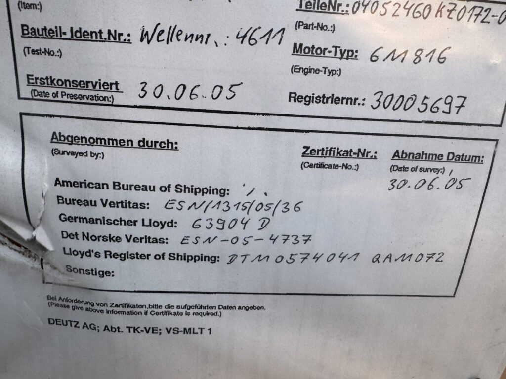 CRANKSHAFT P/N 04052460 FOR DEUTZ BA6M816
