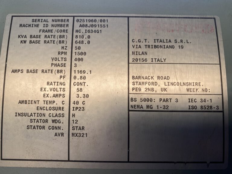 Used 2009 Mitsubishi S12A2-PTA / Stamford Gen set 810 KVA