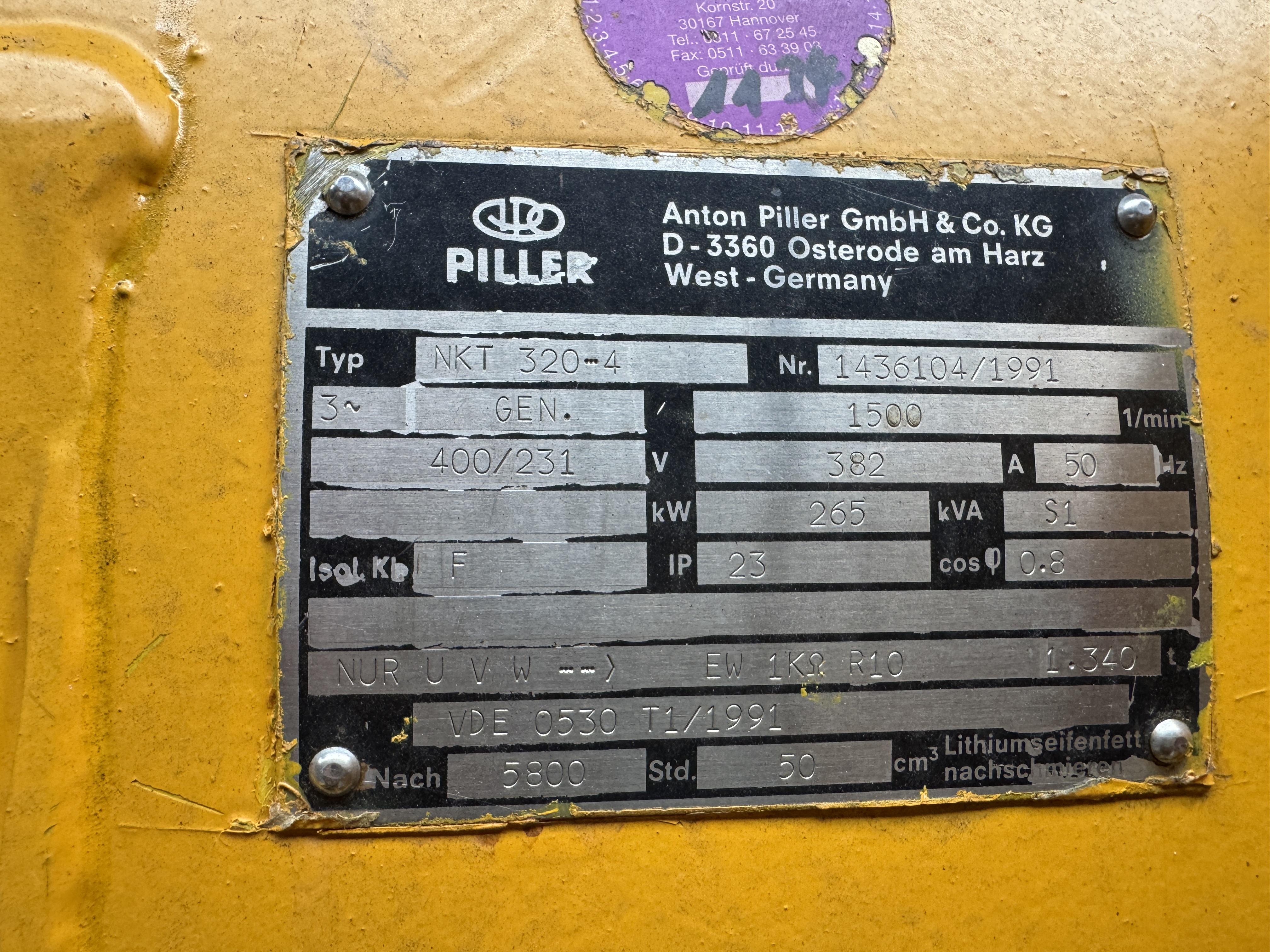 Used Mercedes / MTU 8V183 TA 32 / OM 442A - Anton Piller NKT 320-4 -265KVA