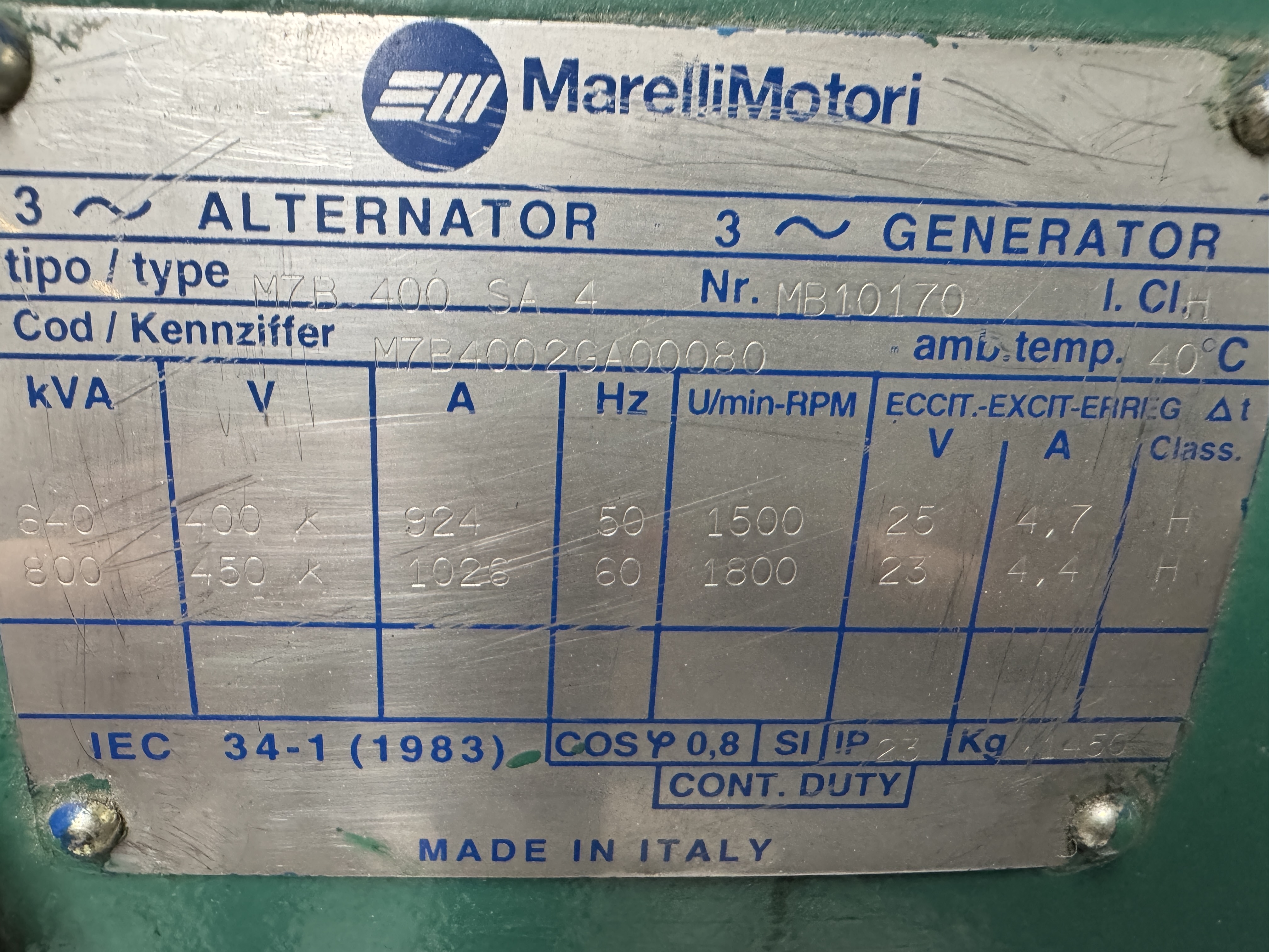 Used VOLVO TWD1630G / MARELLI DIESEL GEN.SET 470 KVA