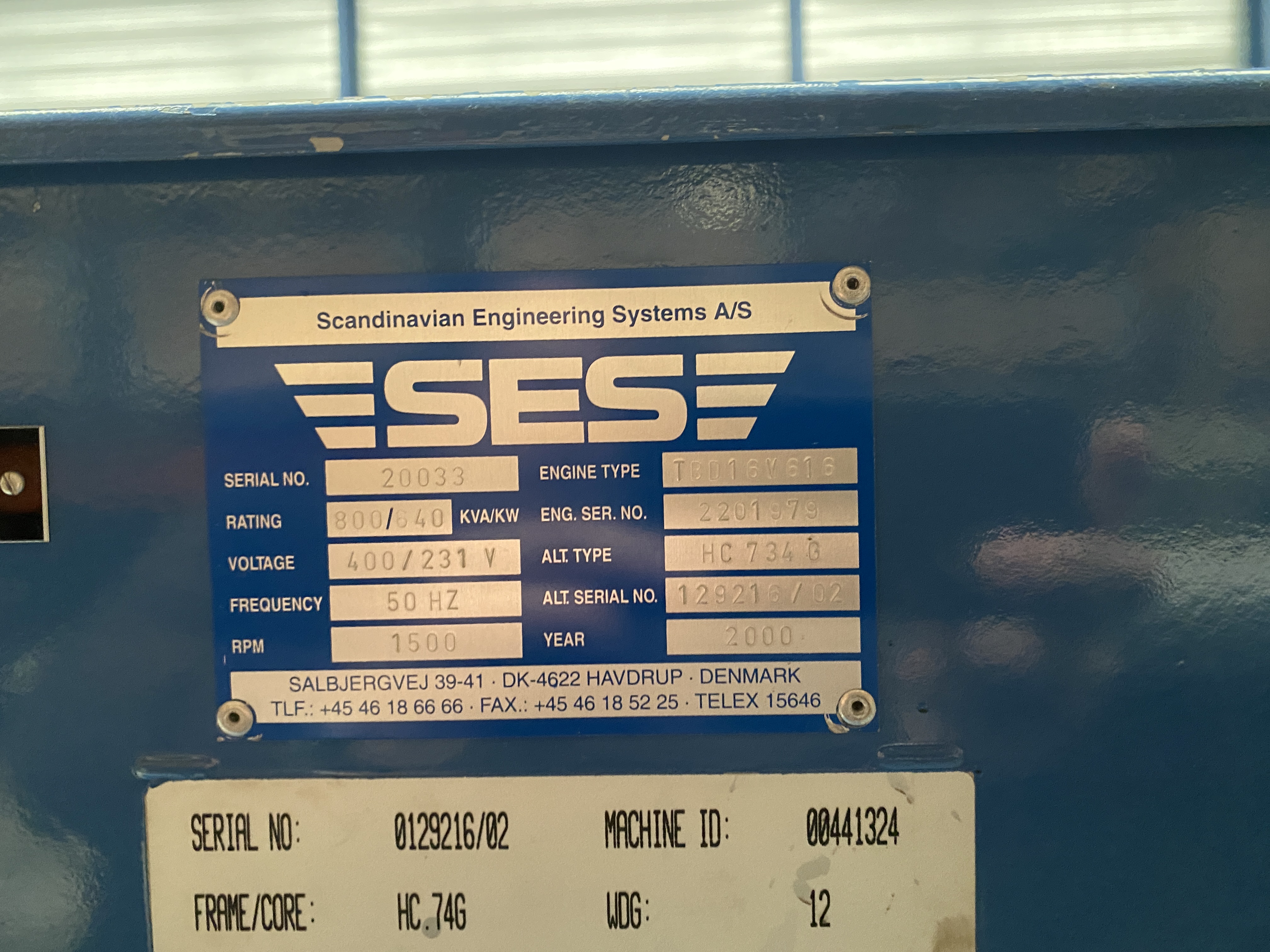 Used 2000 DEUTZ TBD 616-V16 / STAMFORD GEN. SET 800 KVA