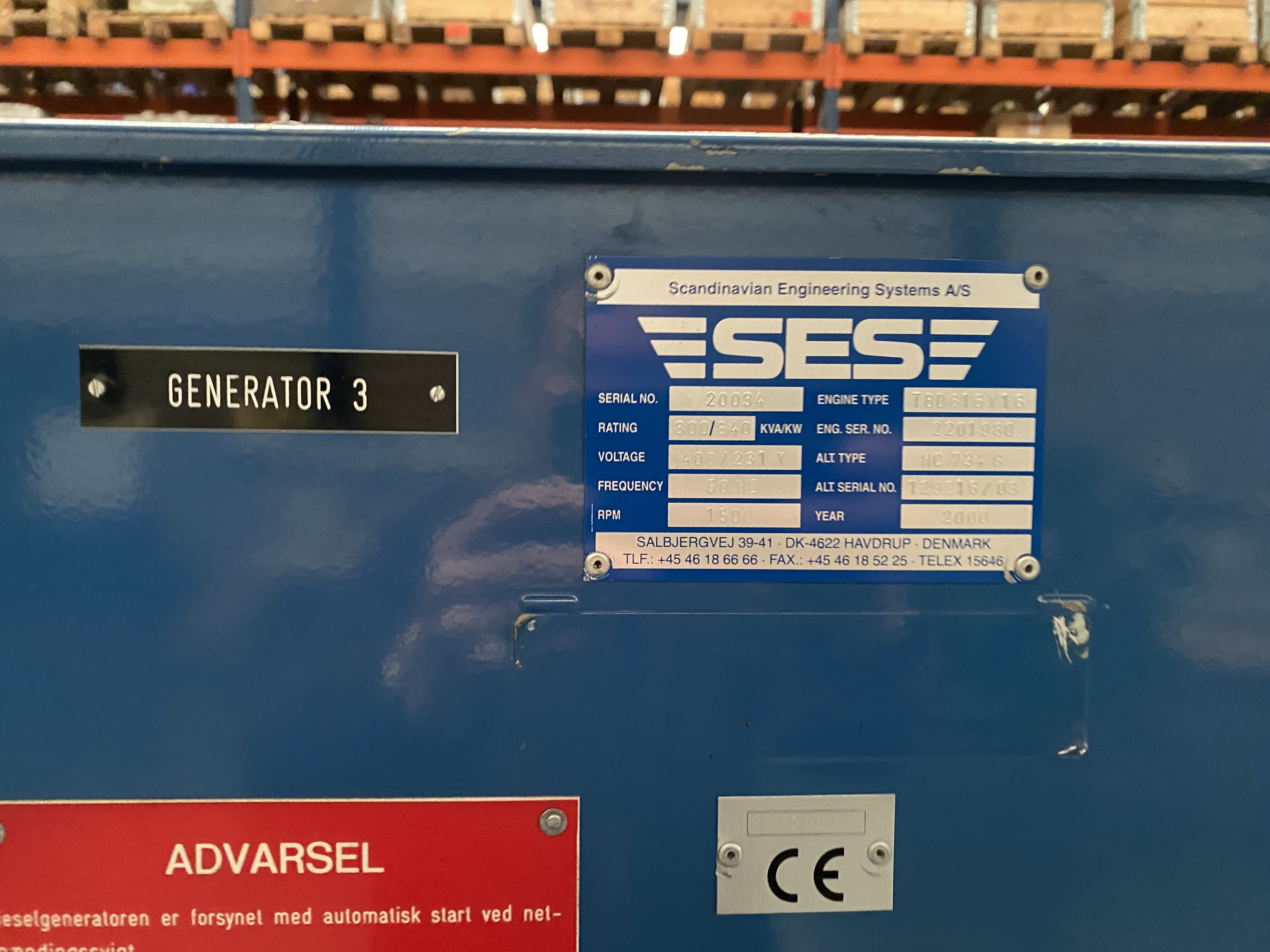 Used 2000 DEUTZ TBD 616-V16 / STAMFORD GEN. SET 800 KVA