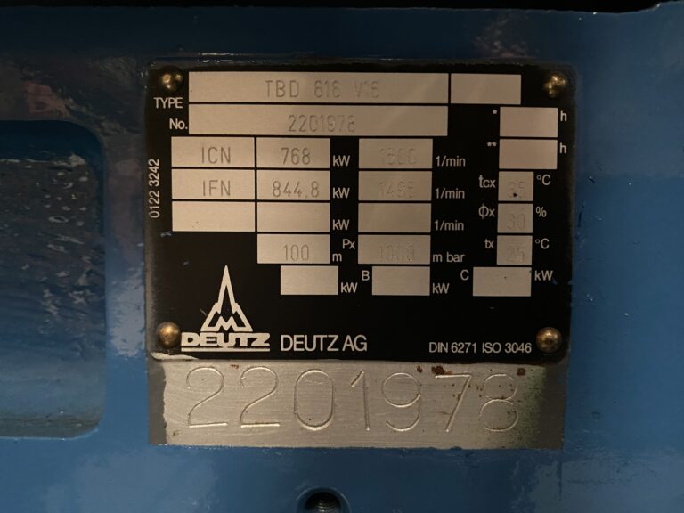 Used 2000 DEUTZ TBD 616-V16 / STAMFORD DIESEL GEN.SET 800 KVA