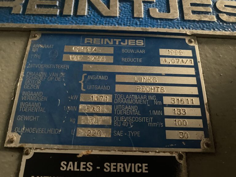 Used 1999 REINTJES WAF 3455 GEARBOX